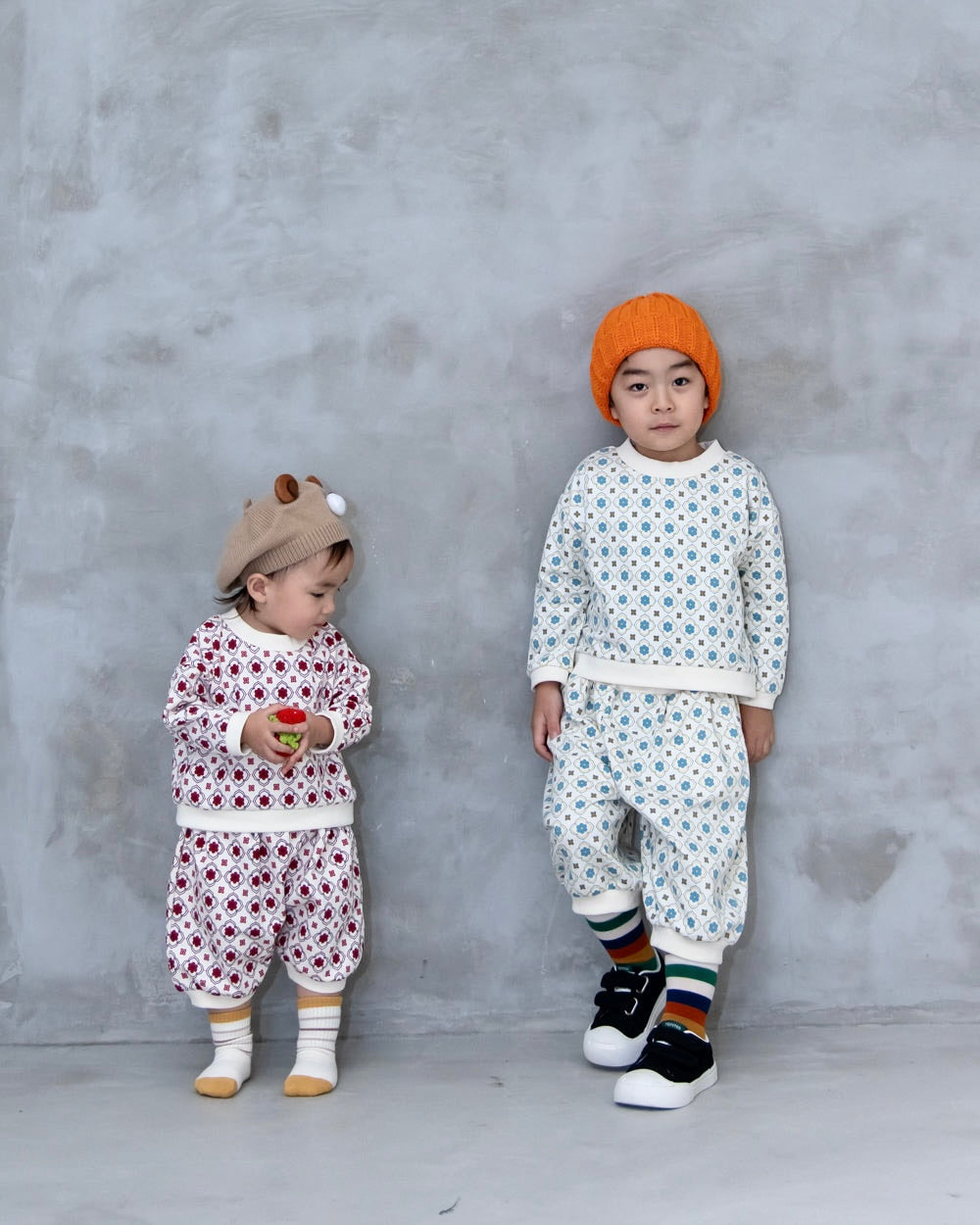 ヴィンテージタイル柄パンツ【110096】(Blue)