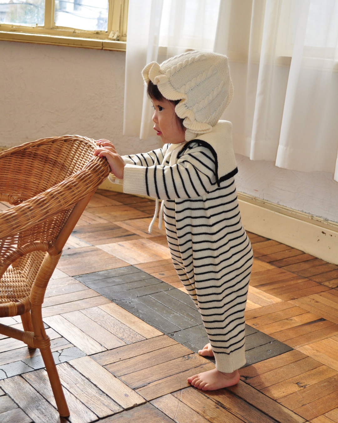 Sailor Collar Knit Cover All(border)