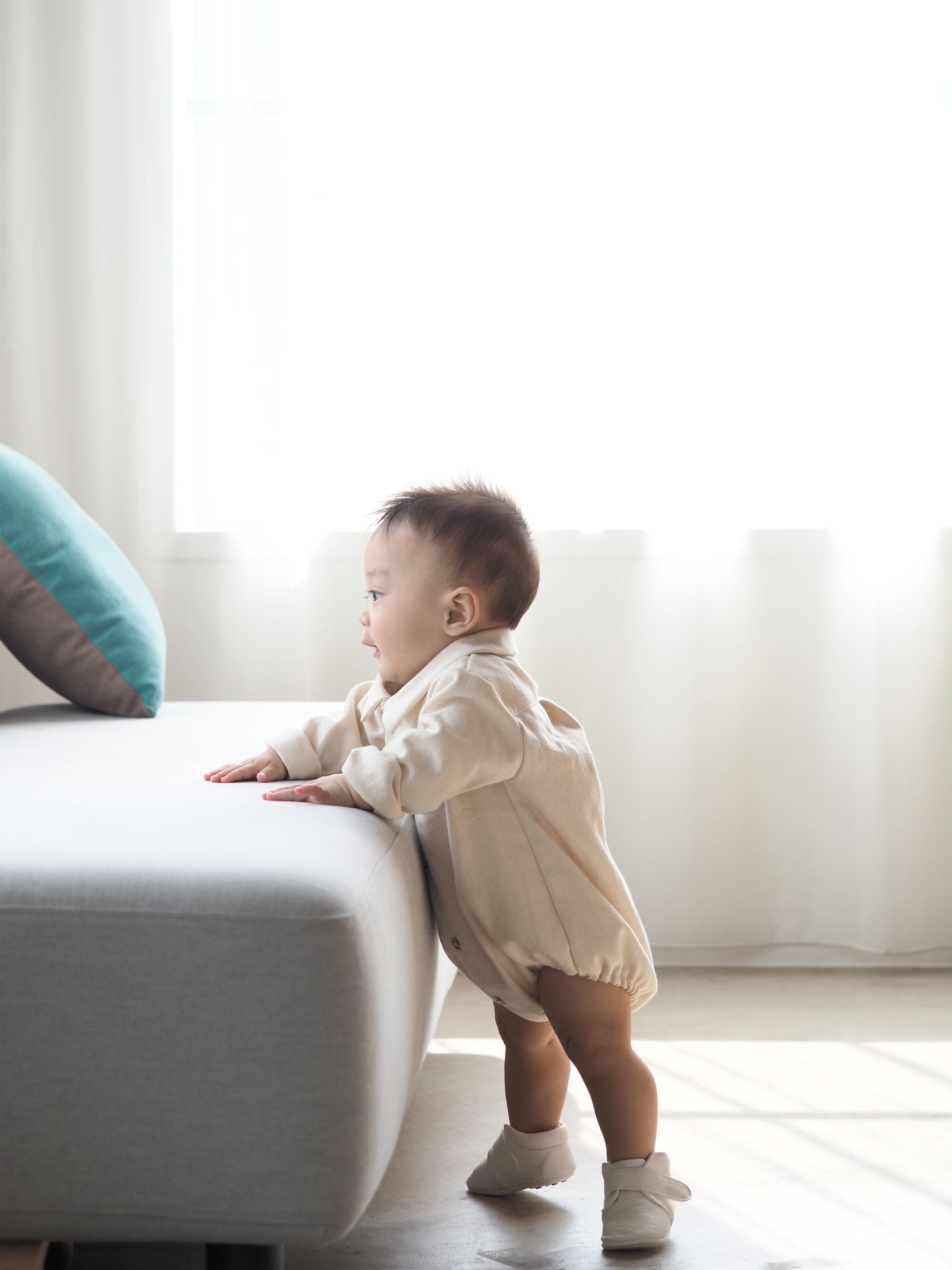 【KOHANA MADE04】organic denim shirt rompers/white -made in Japan-