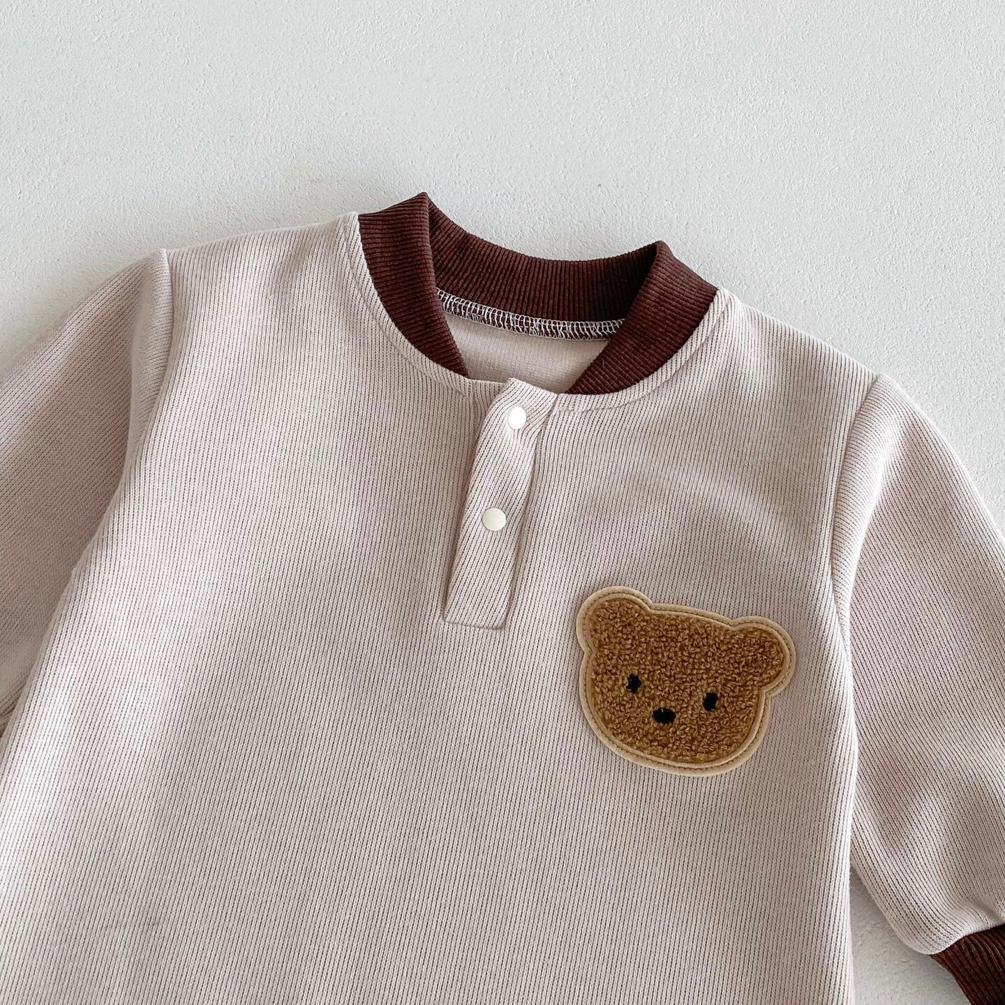 (予約商品)くまさんバイカラーロンパース【N3406】