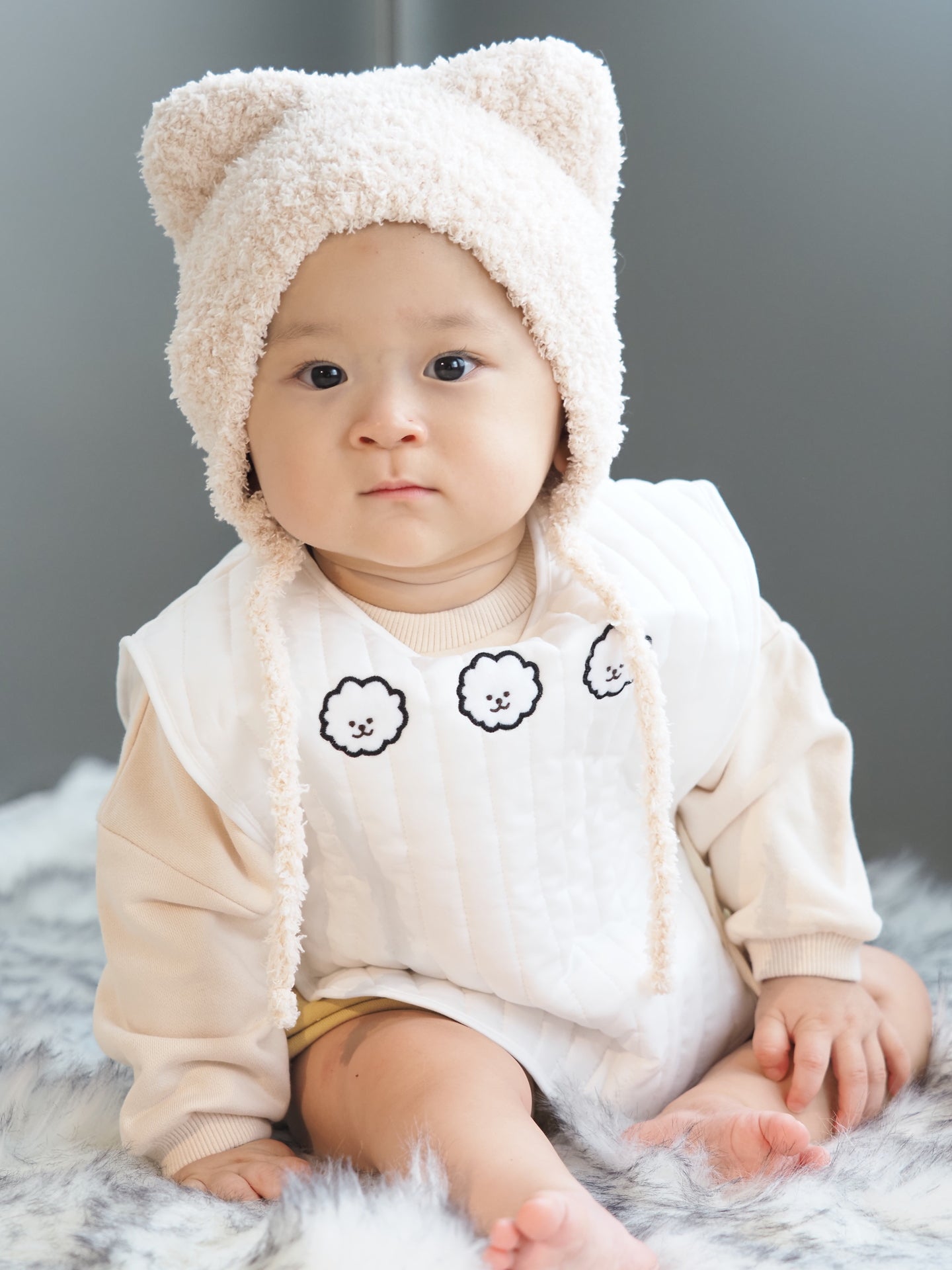 【KOHANA MADE06】organic cotton vest/bichon frise -made in Japan-