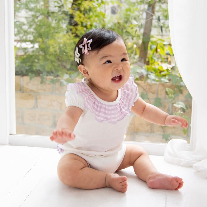 チェックフリルロンパース【110064】