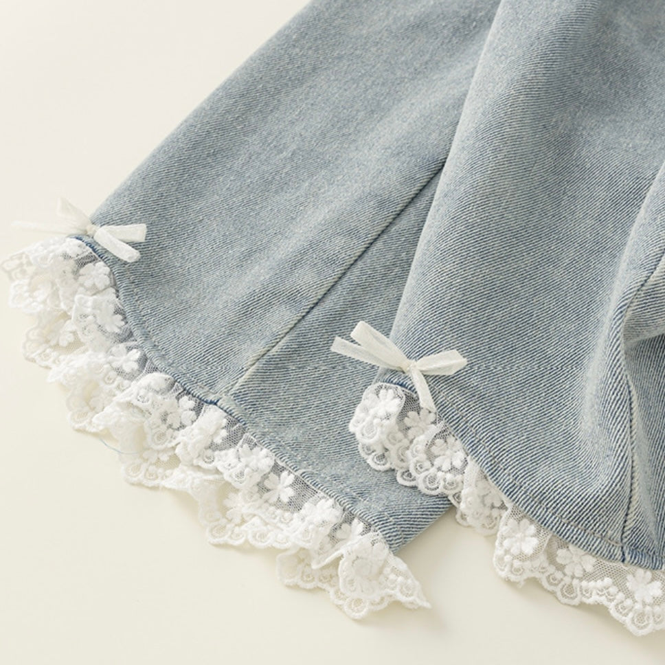 (予約商品)レースデザインデニムパンツ【K245】