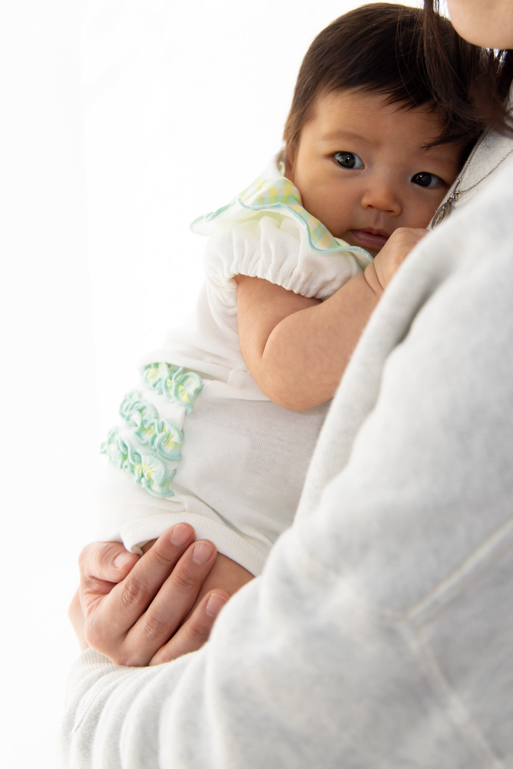 チェックフリルロンパース【110064】