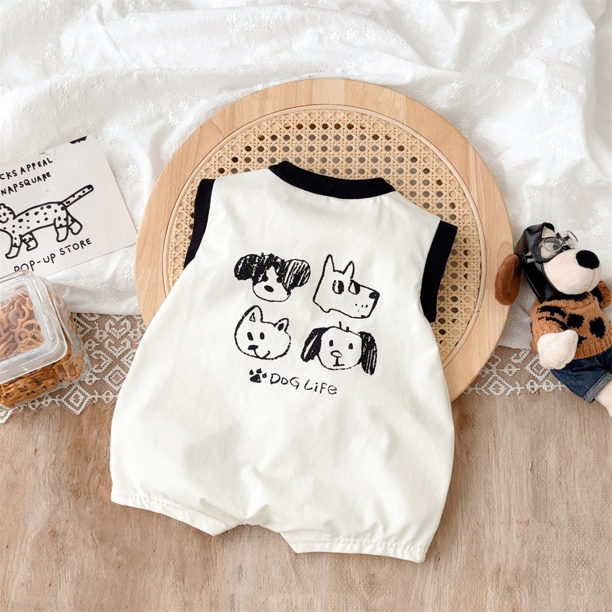 タイ付きわんわんロンパース【N3498】