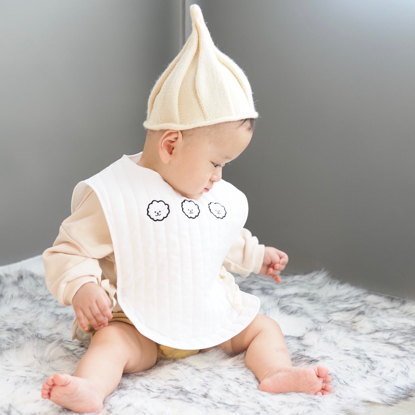 【KOHANA MADE06】organic cotton vest/bichon frise -made in Japan-