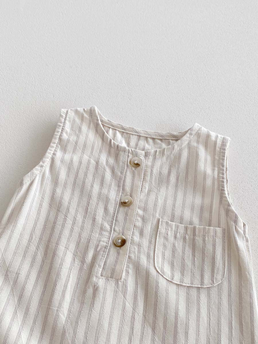 (予約商品)ストライプサロペット(帽子付き)【N3507】