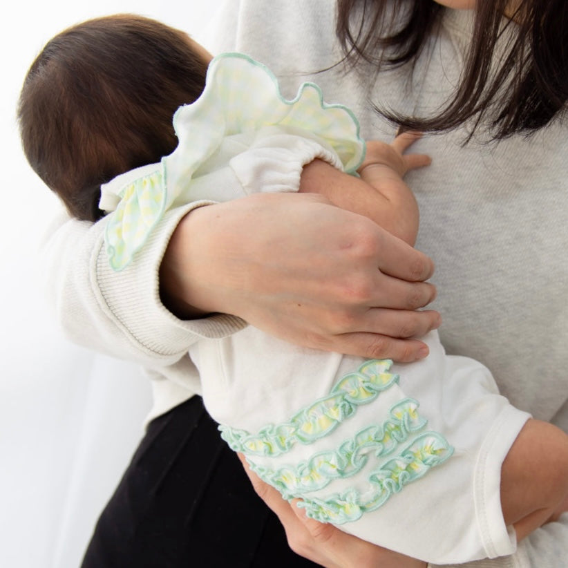 チェックフリルロンパース【110064】