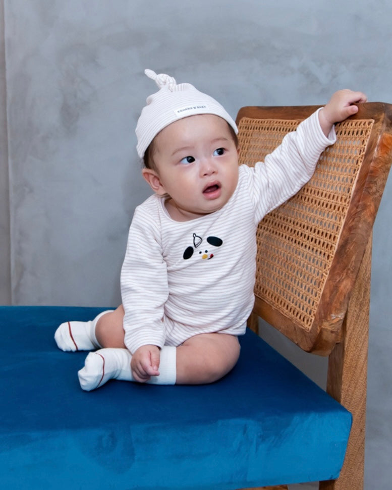 わんわんロンパース+ビーニーSET【110088】(Brown)