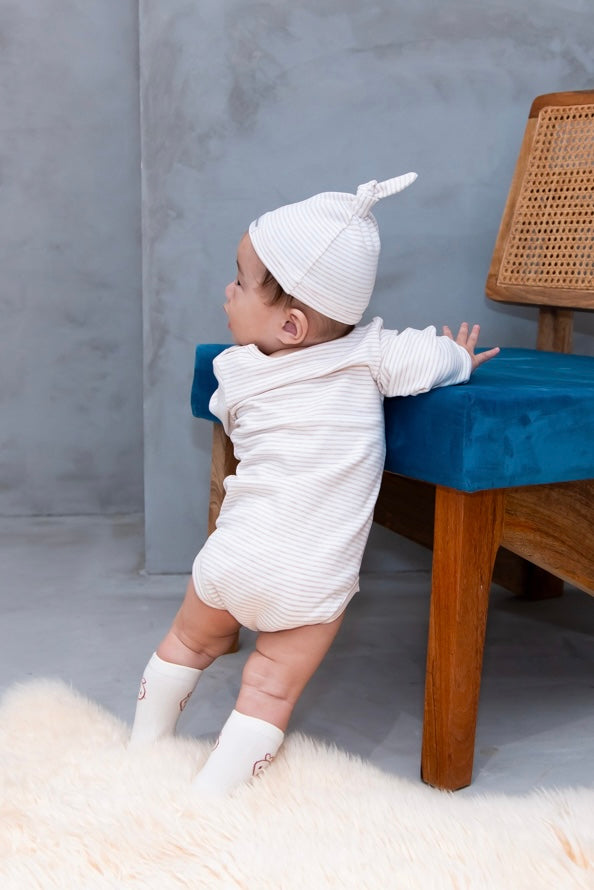 わんわんロンパース+ビーニーSET【110088】(Brown)