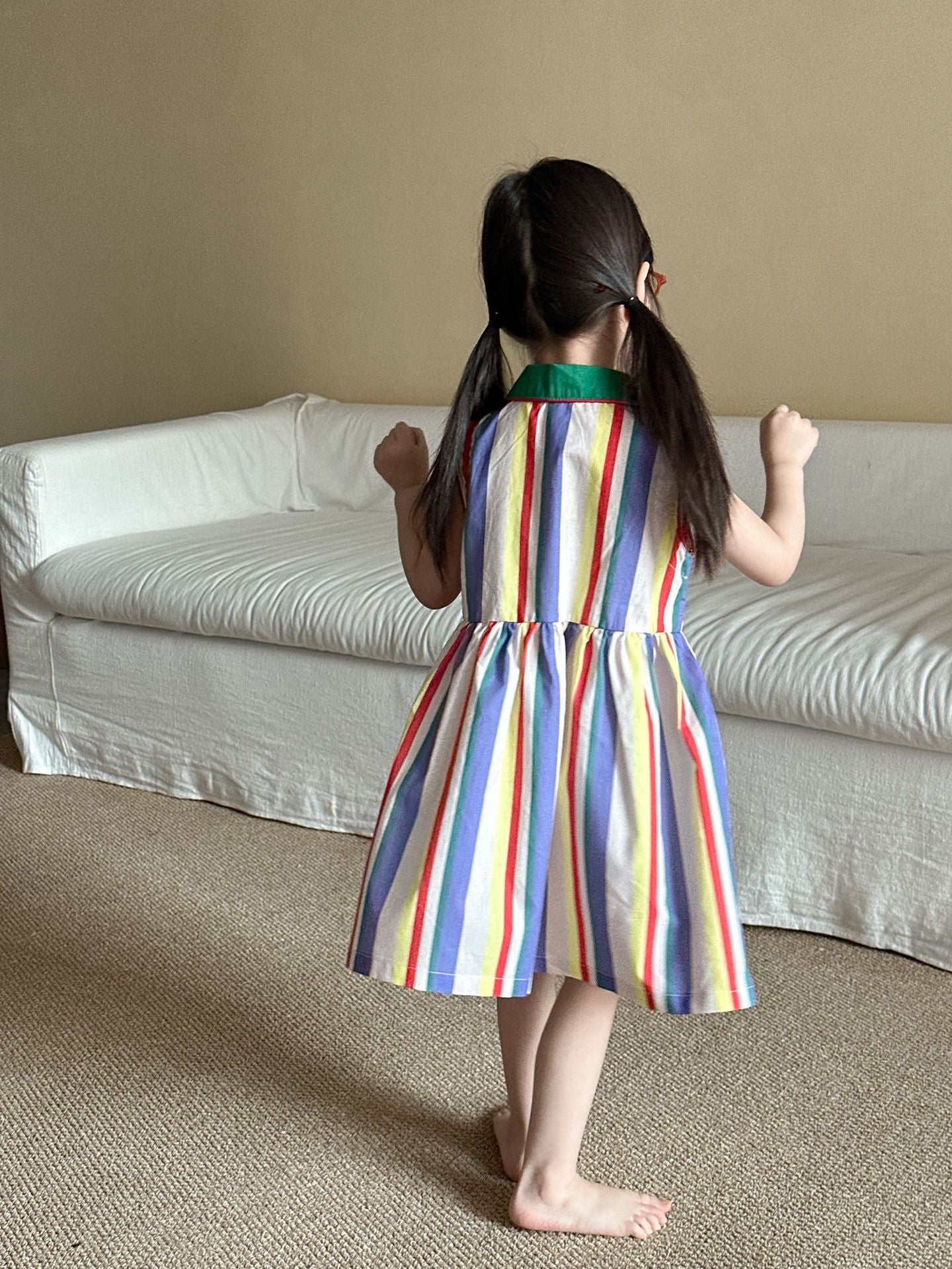カラフルストライプサロペット/ワンピース【K252】