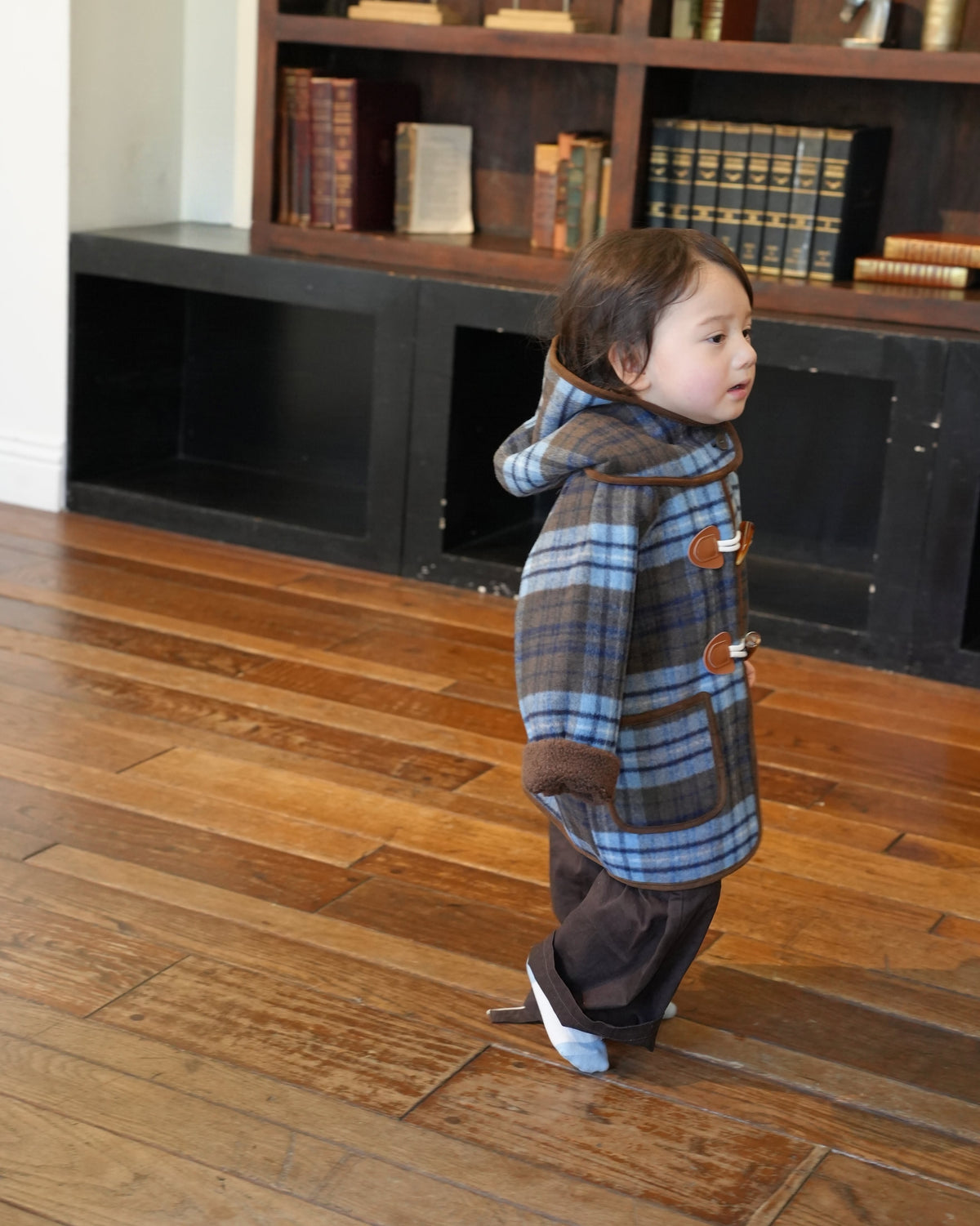 Blue checked duffle coat【110601】 (blue)