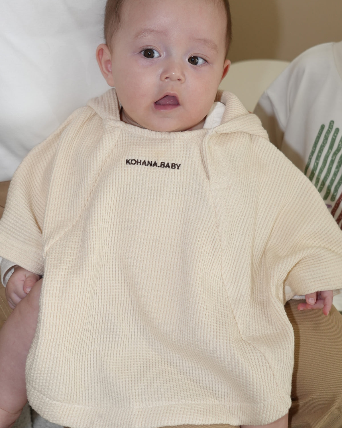 Waffle Logo Embroidery Hooded Poncho【110334】