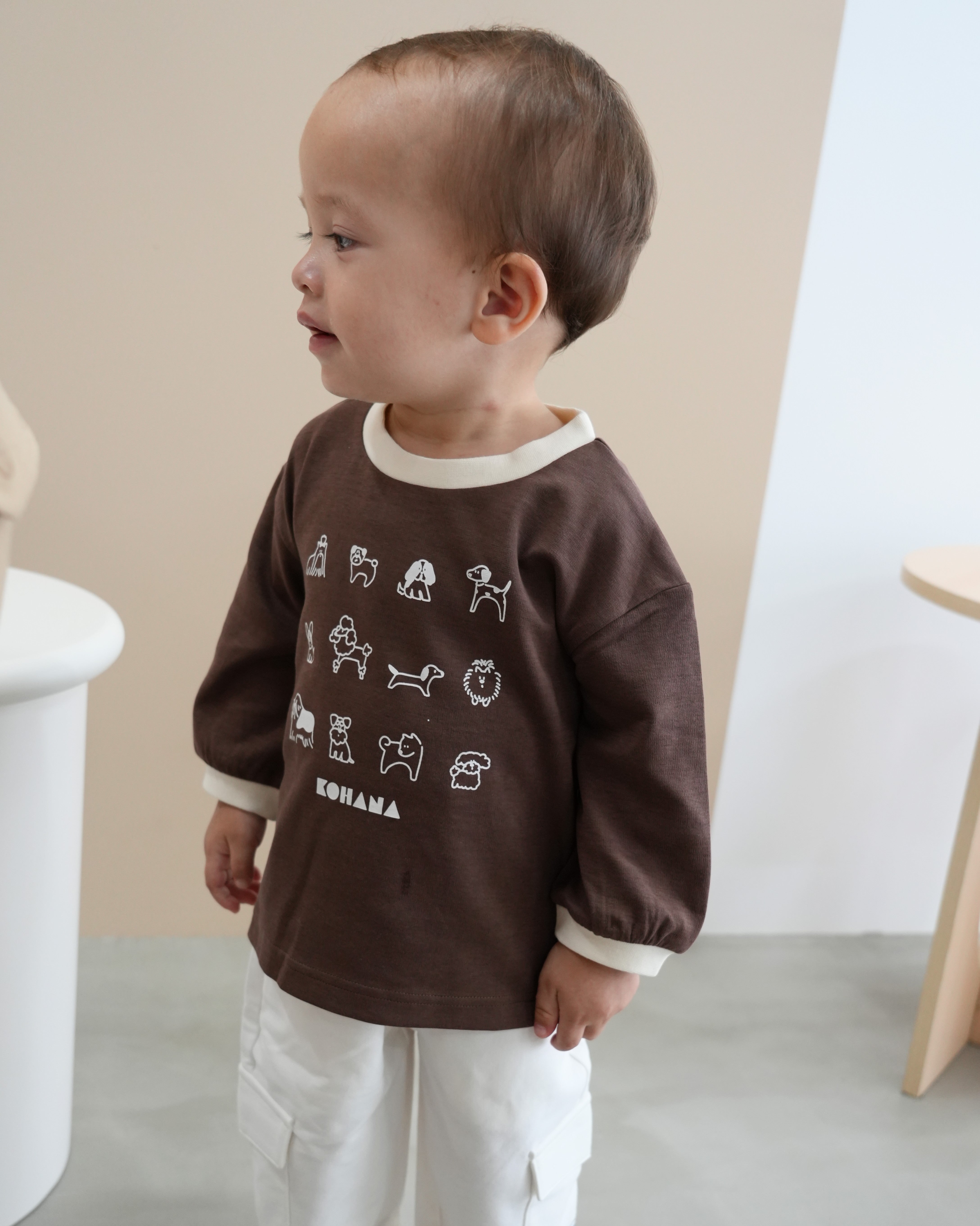 Dog illustration smooth tops【110344】 (brown)