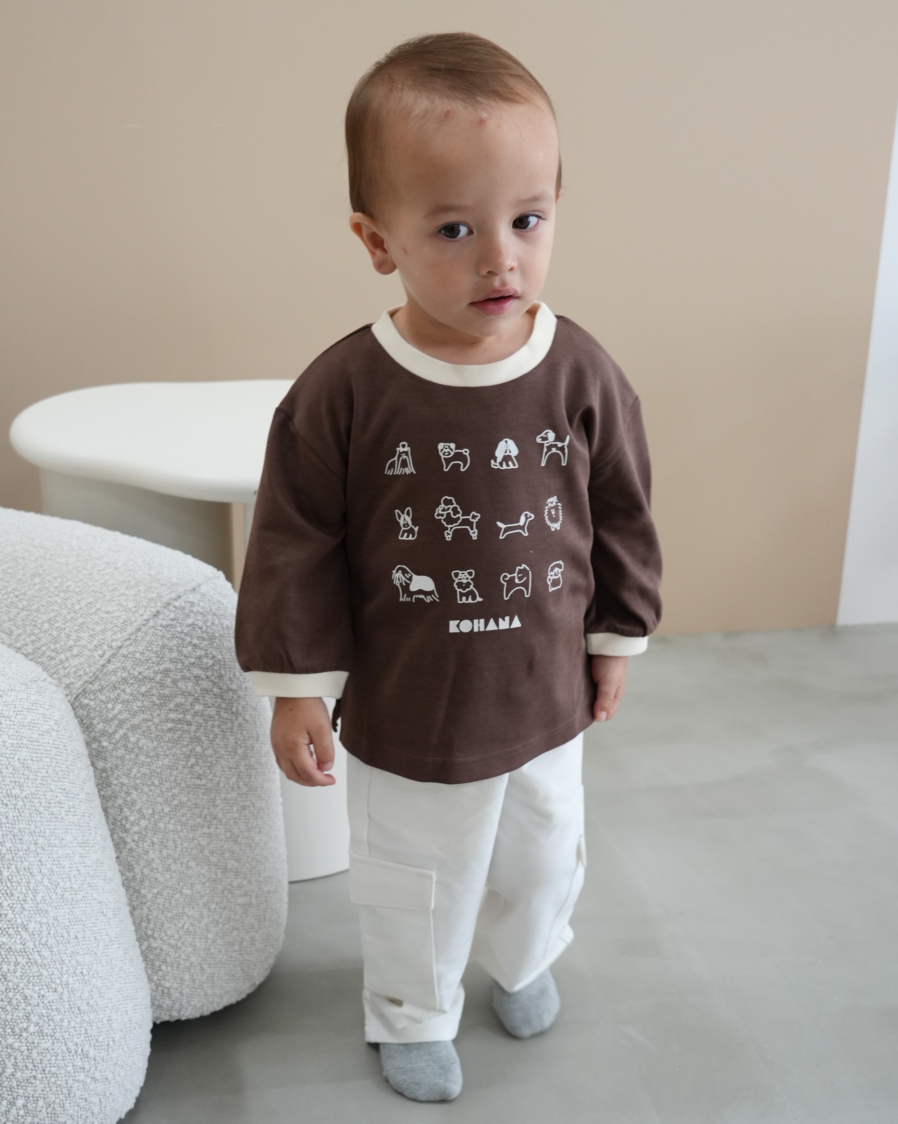 Dog illustration smooth tops【110344】 (brown)