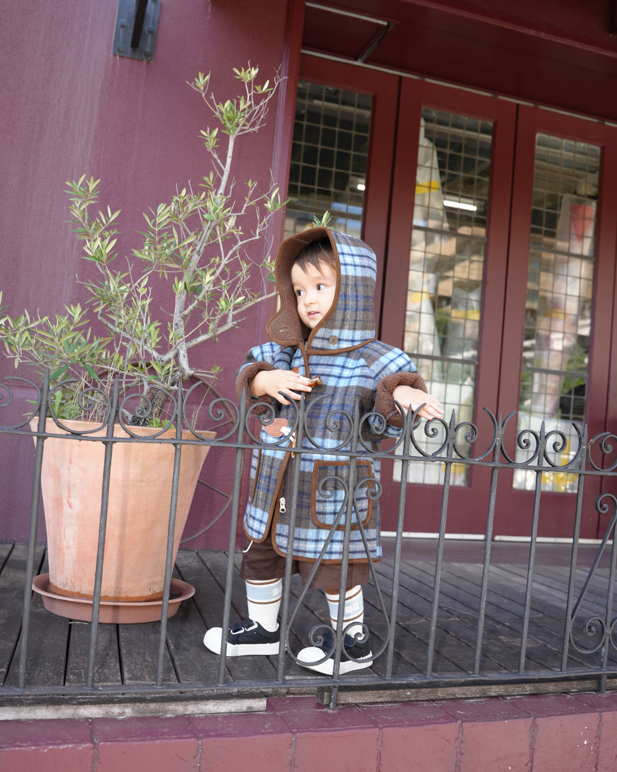 Blue checked duffle coat【110601】 (blue)
