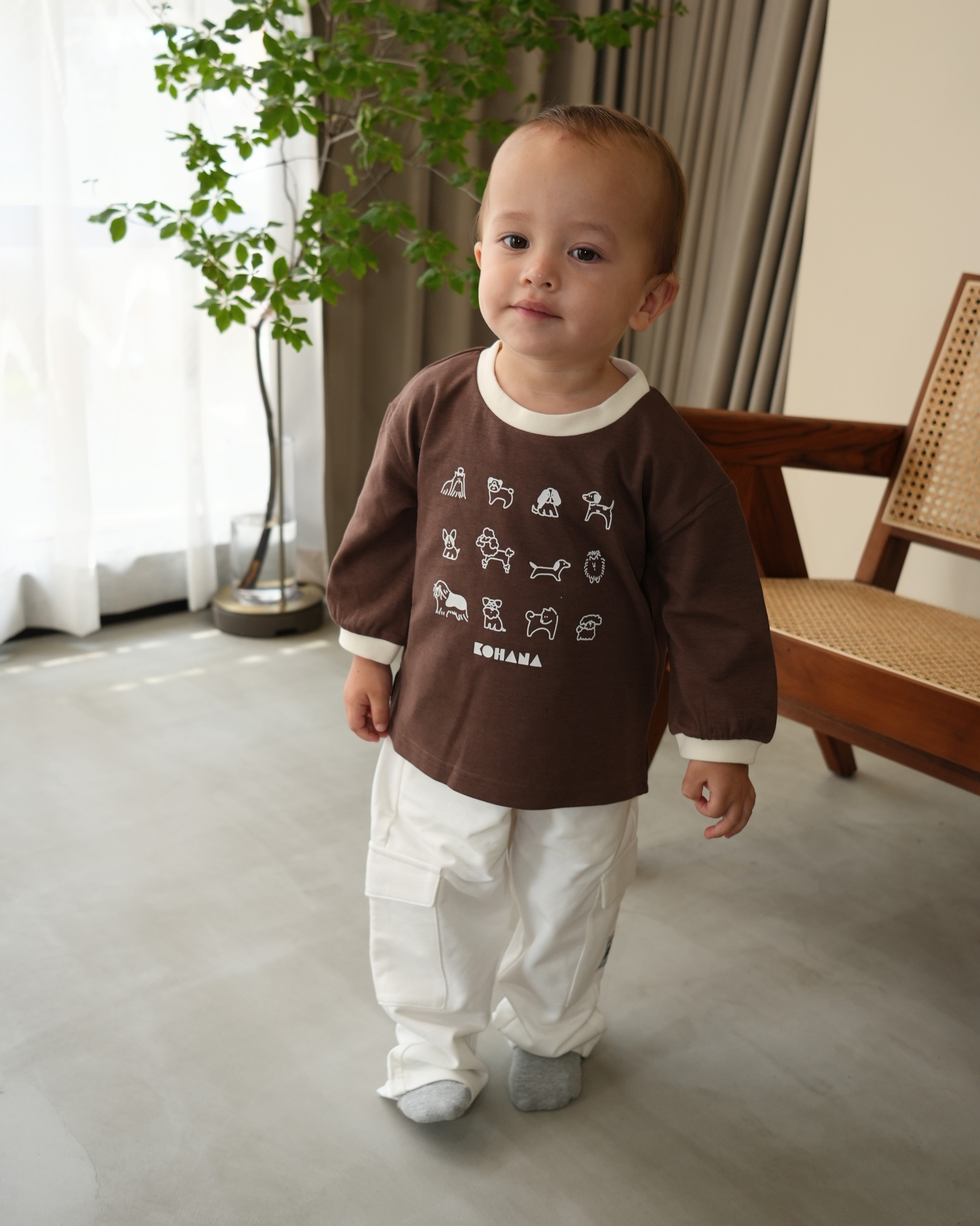 Dog illustration smooth tops【110344】 (brown)