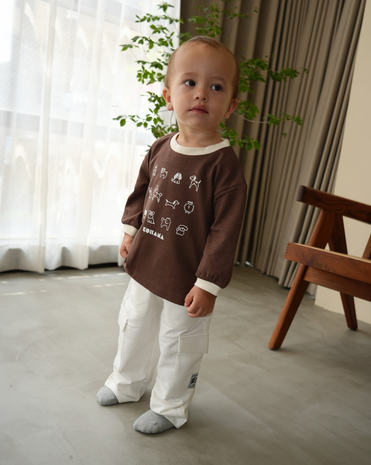 Dog illustration smooth tops【110344】 (brown)