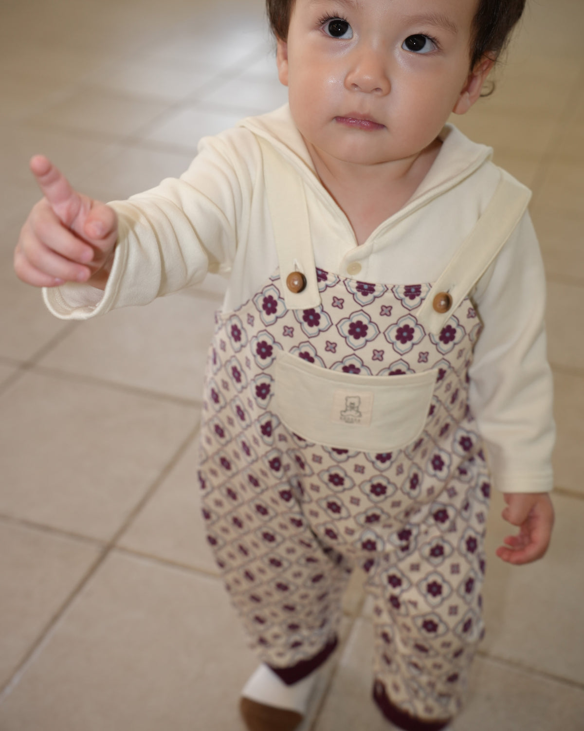 Vintage Tile Pattern Salopette【110508】 (red)