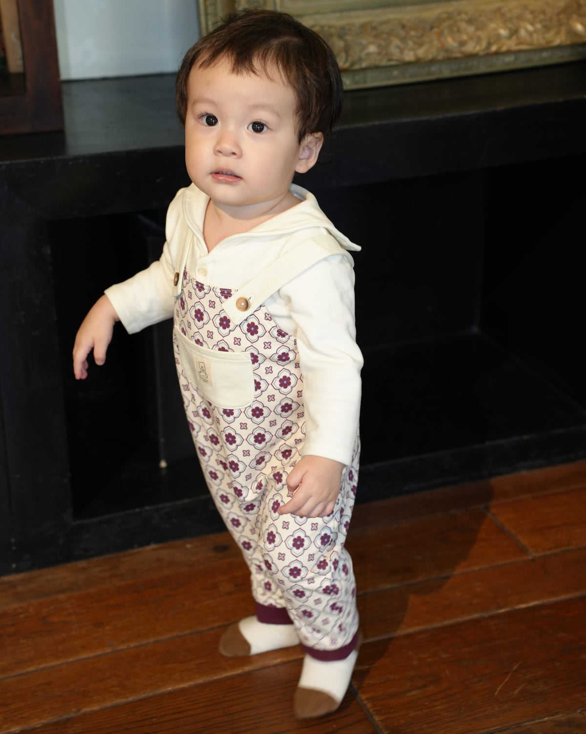 Vintage Tile Pattern Salopette【110508】 (red)
