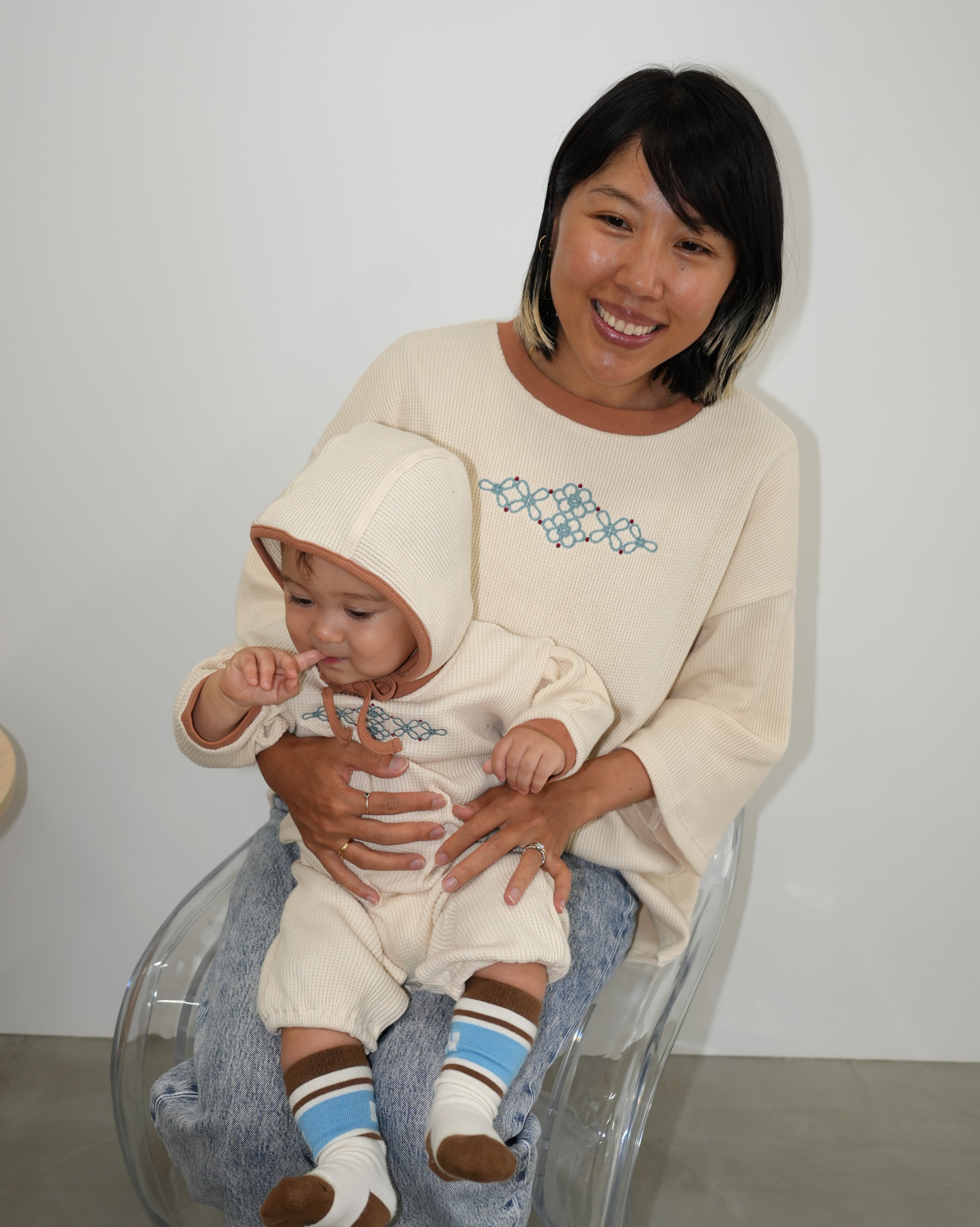 Chinese Embroidery Waffle 3/4 Sleeve Tee(大人用)【110328】