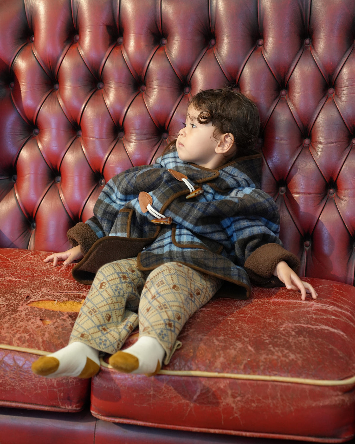 Blue checked duffle coat【110601】 (blue)