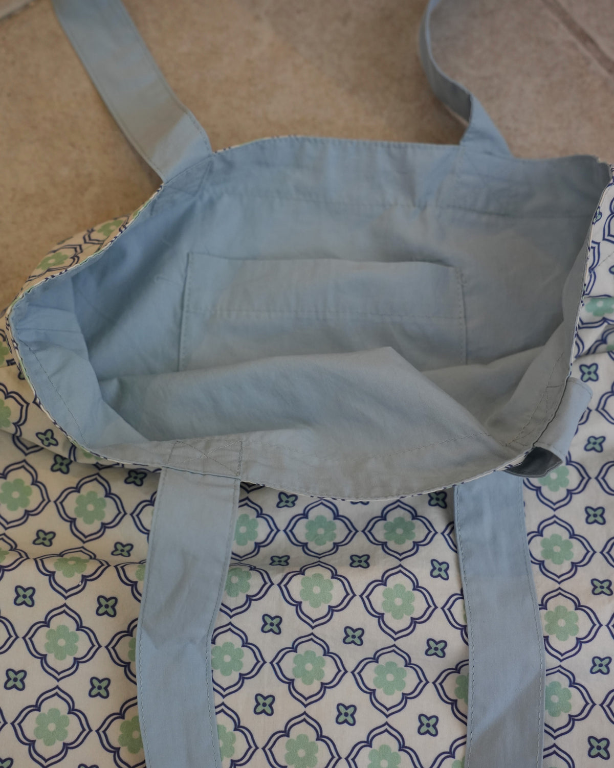 Vintage tile pattern tote bag【110642】