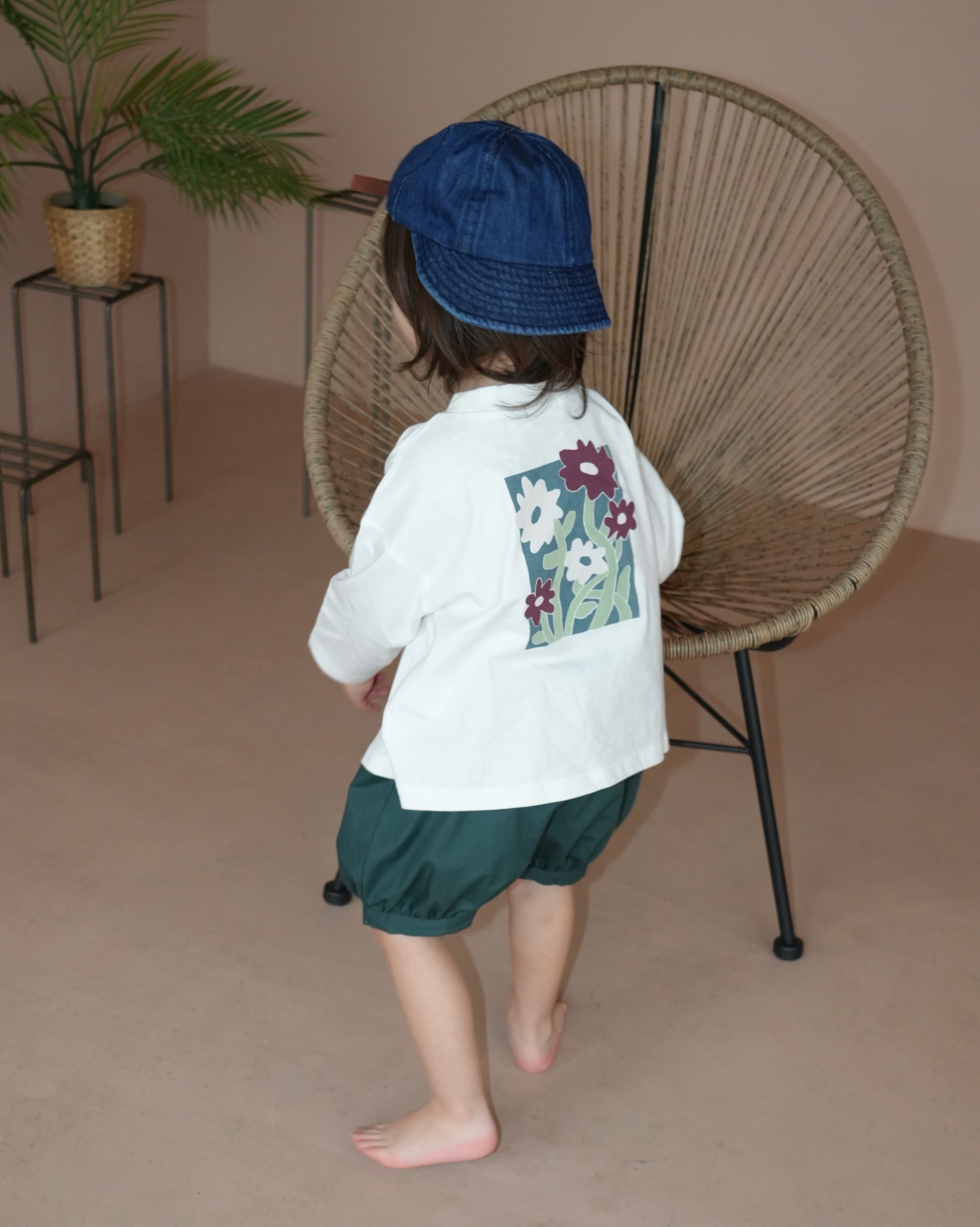 Floral Design 3/4 Sleeve T-Shirt (子供用) 【110138】【Resale】