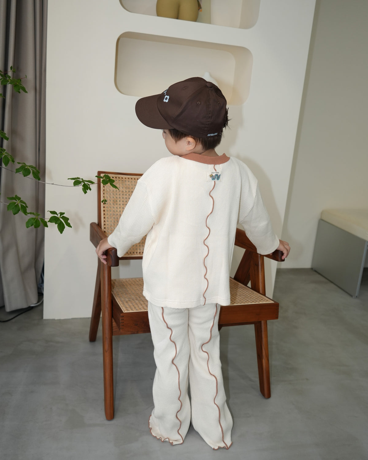 Chinese Embroidery Waffle Flare Pants【110330】