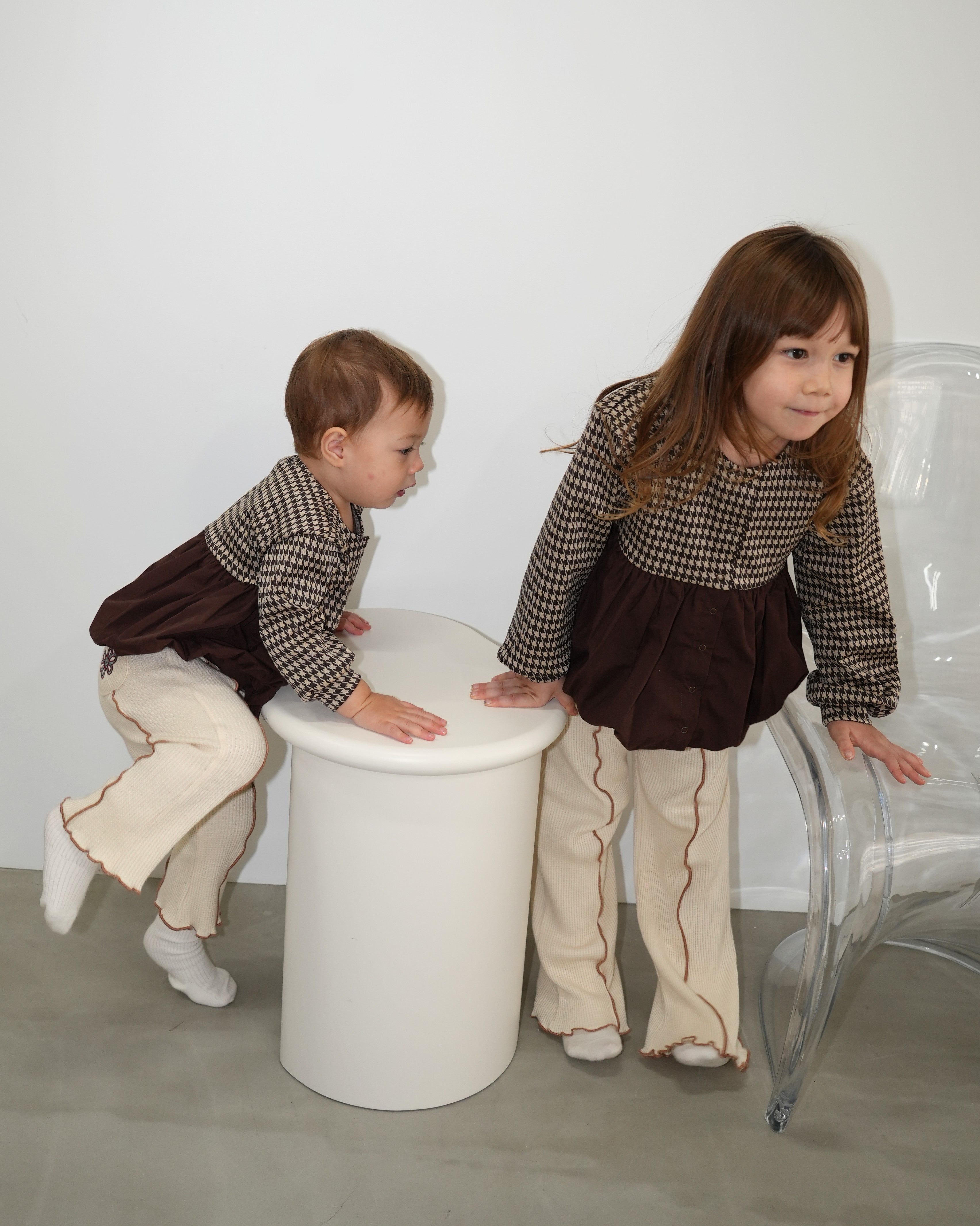 Houndstooth Balloon Silhouette Cardigan【110422】(子供用)