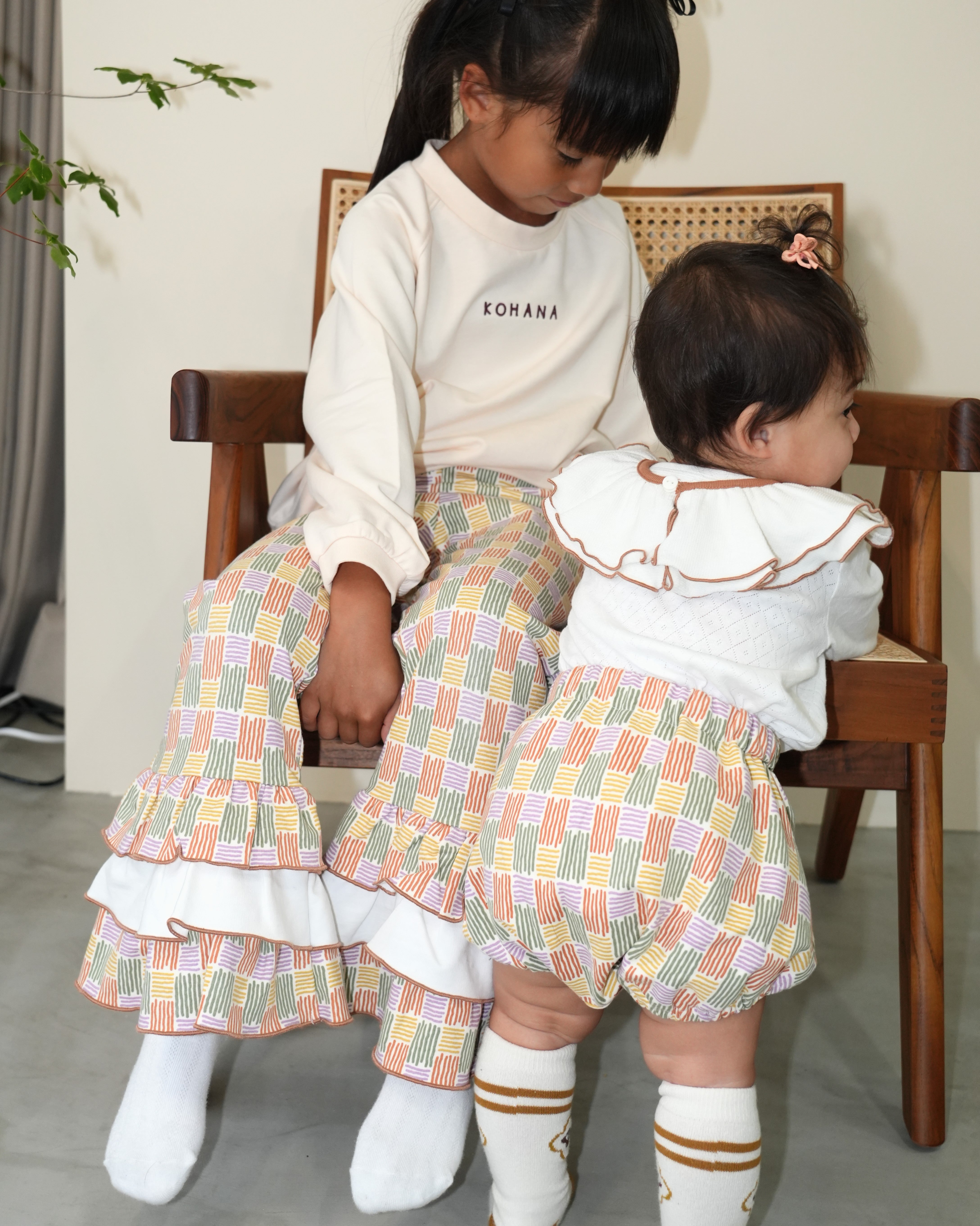 Hand-Drawn Stripe Peter Pan Collar Bloomer Set【110350】