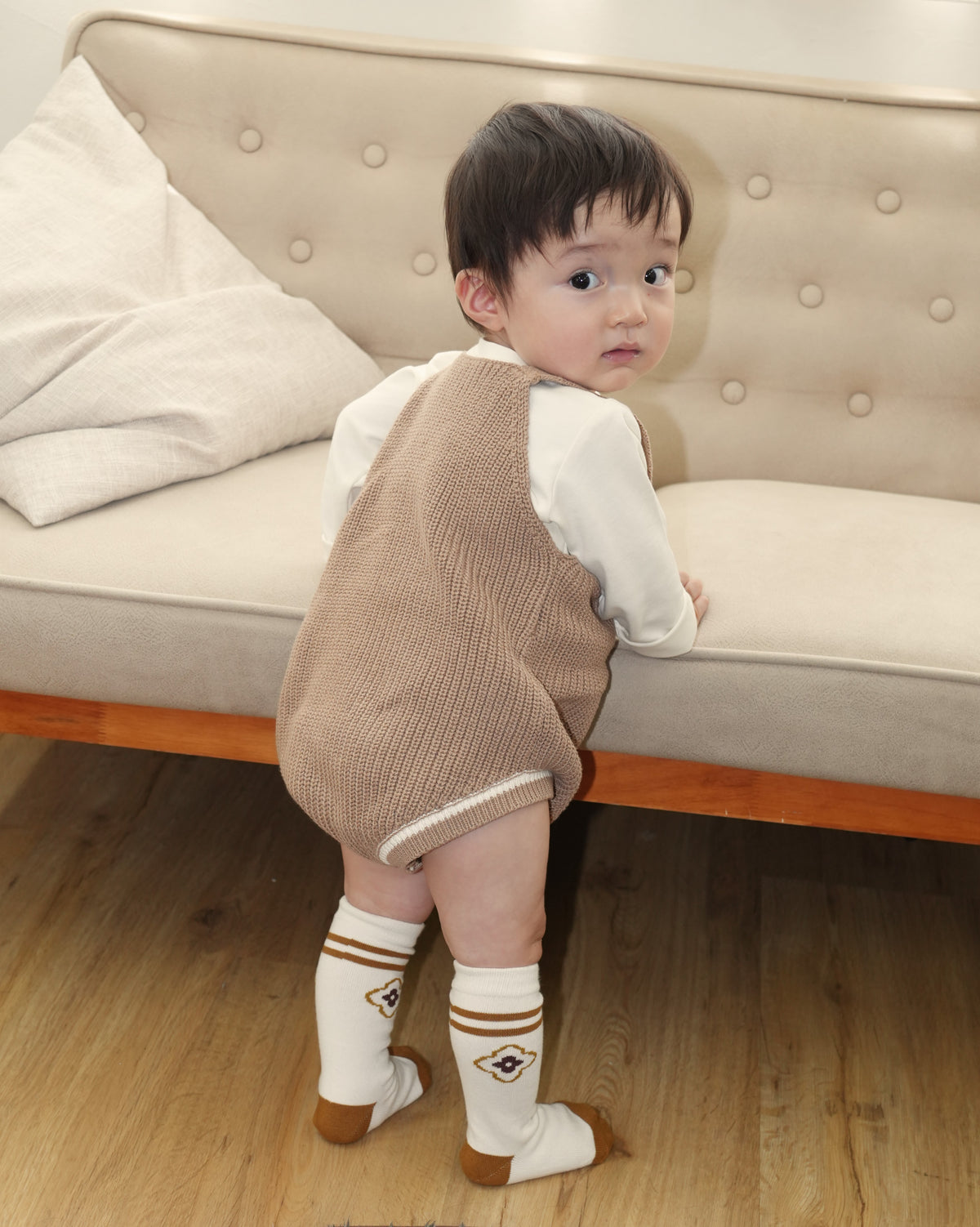 Pom Pom Bear Knit Three-Piece Set【110356】