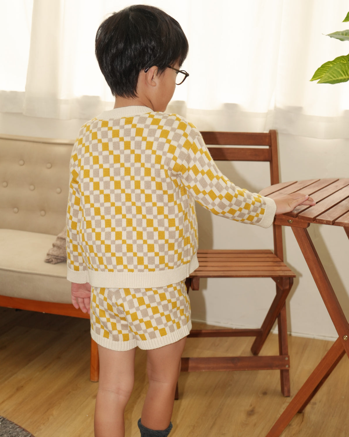 Block Pattern Knit Cardigan【110357】