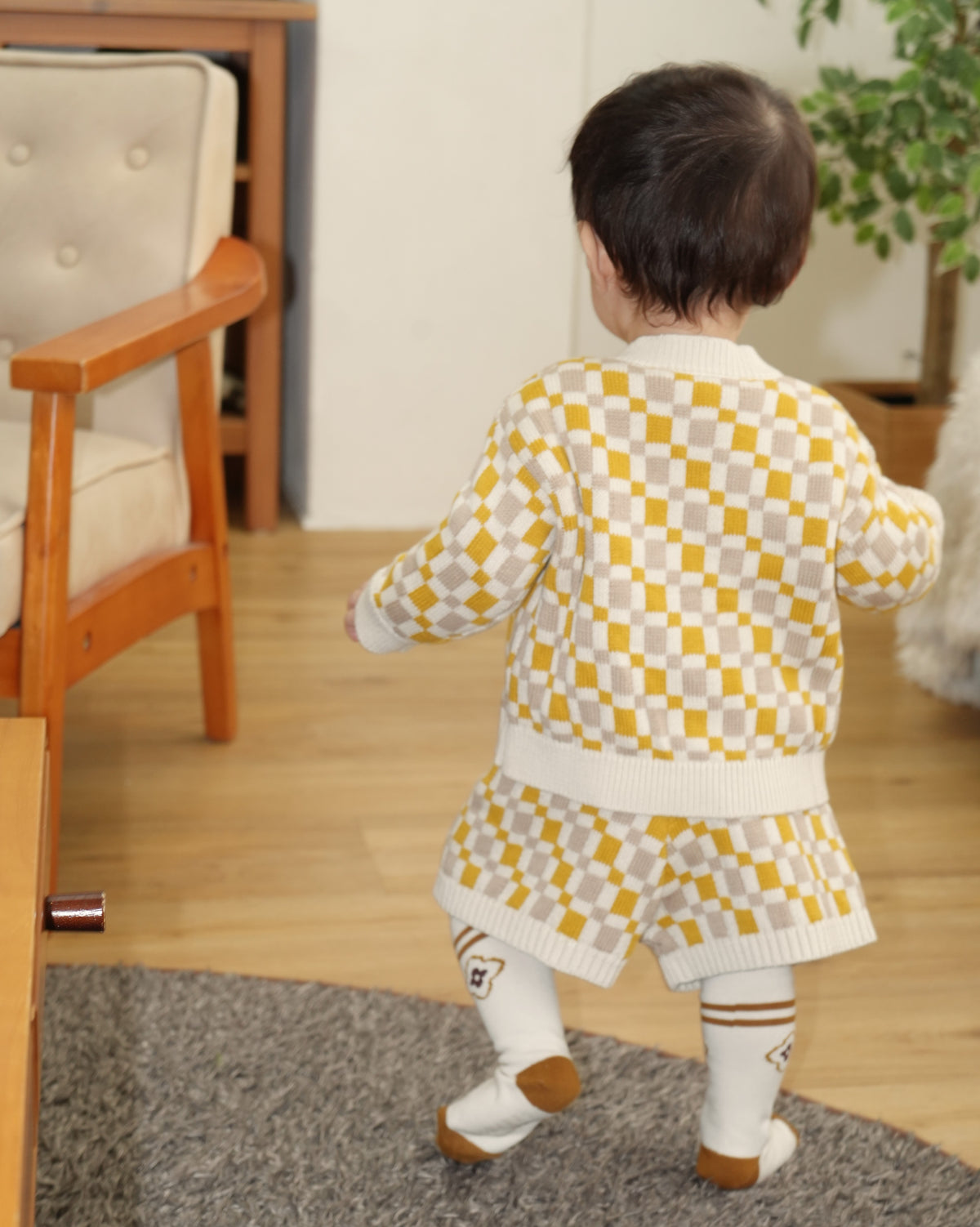 Block Pattern Knit Cardigan【110357】