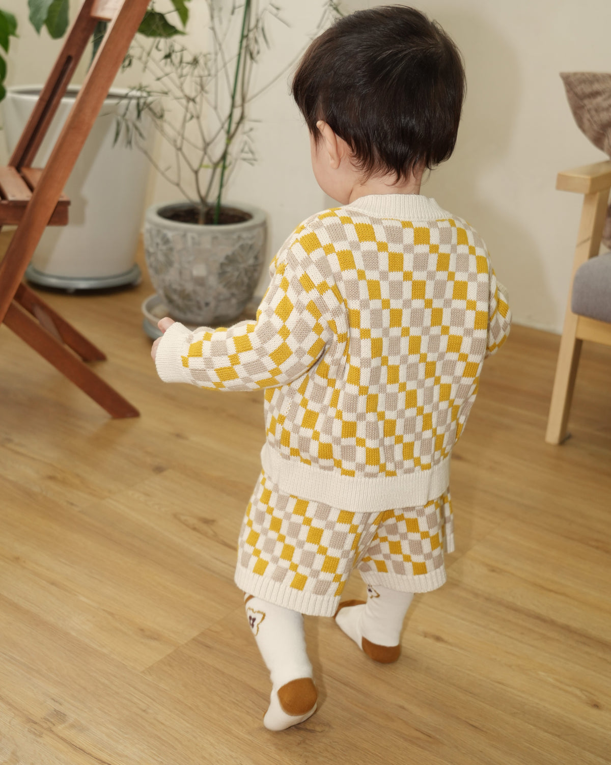 Block Pattern Knit Cardigan【110357】