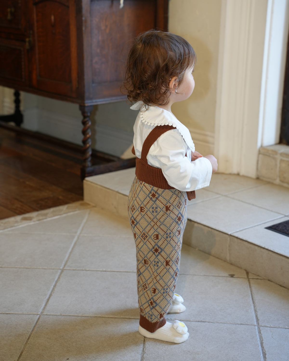 Pixel Art Knit Overalls【110605】