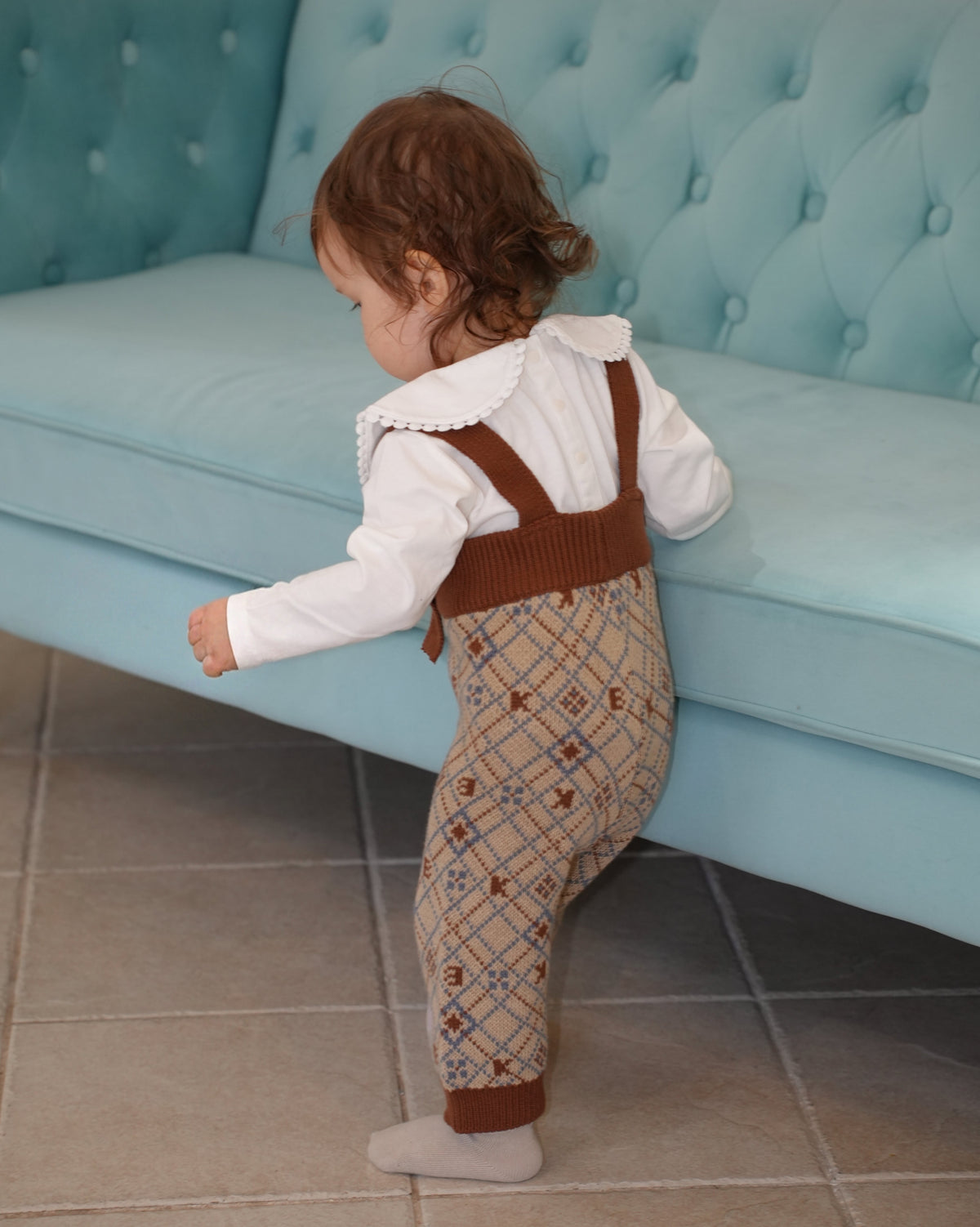 Pixel Art Knit Overalls【110605】