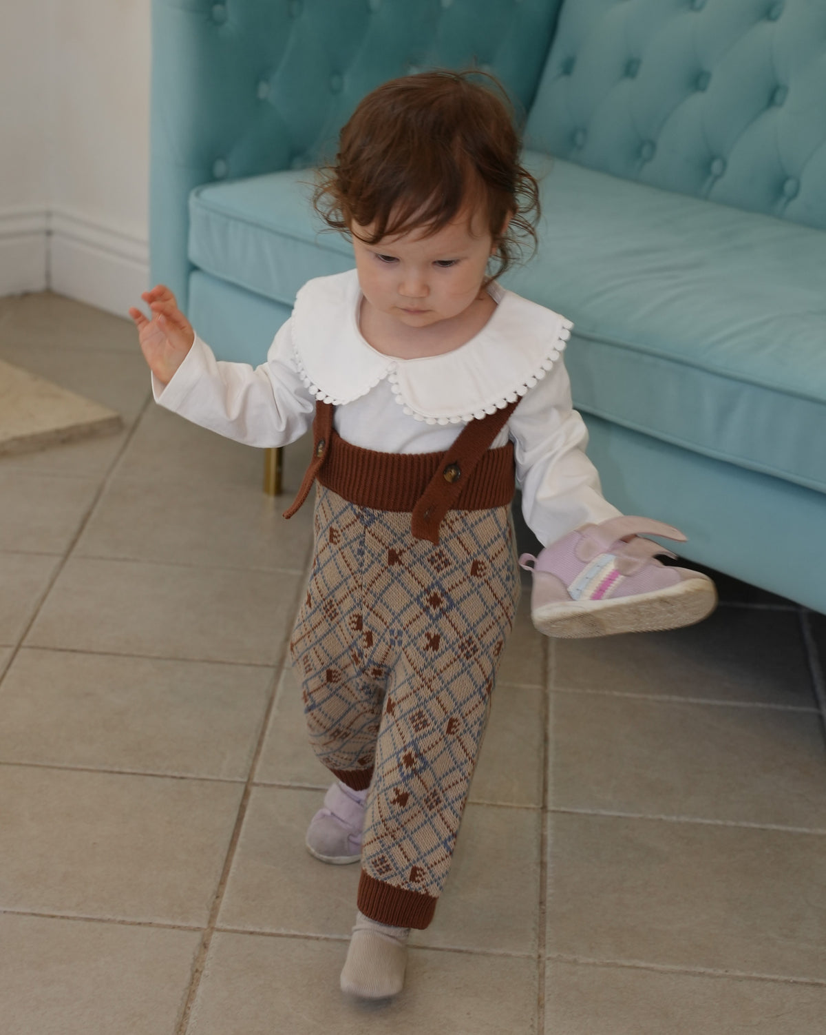 Pixel Art Knit Overalls【110605】