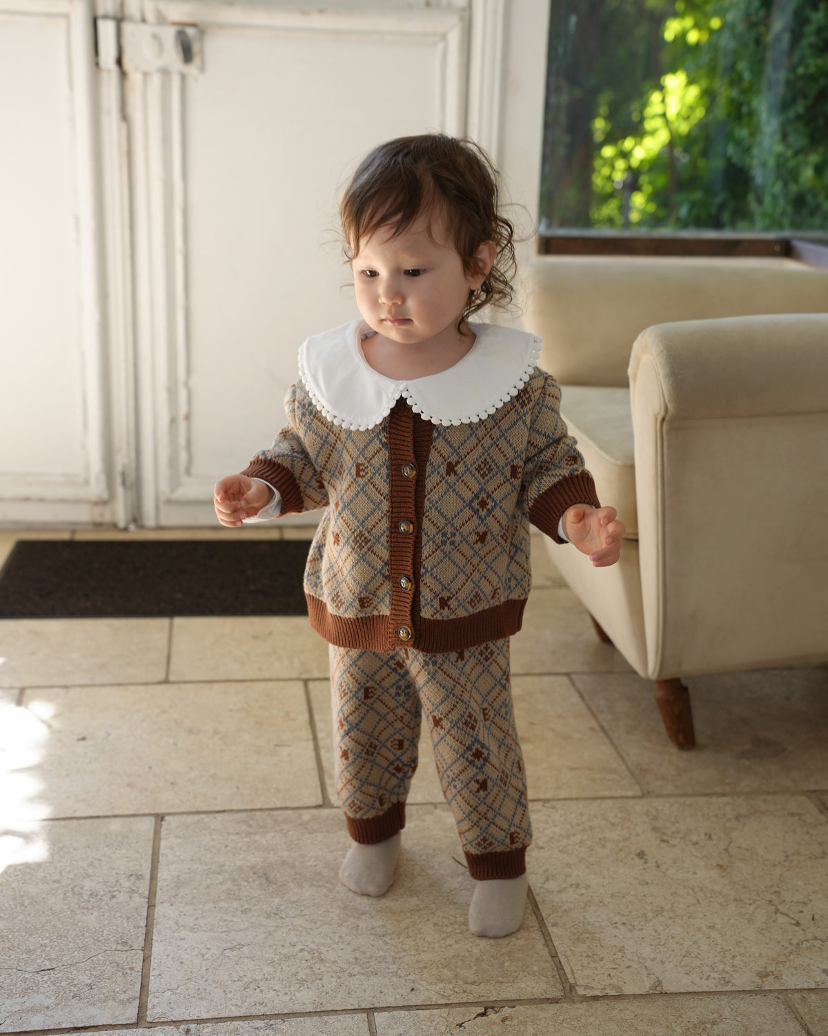 Pixel Art Knit Overalls【110605】