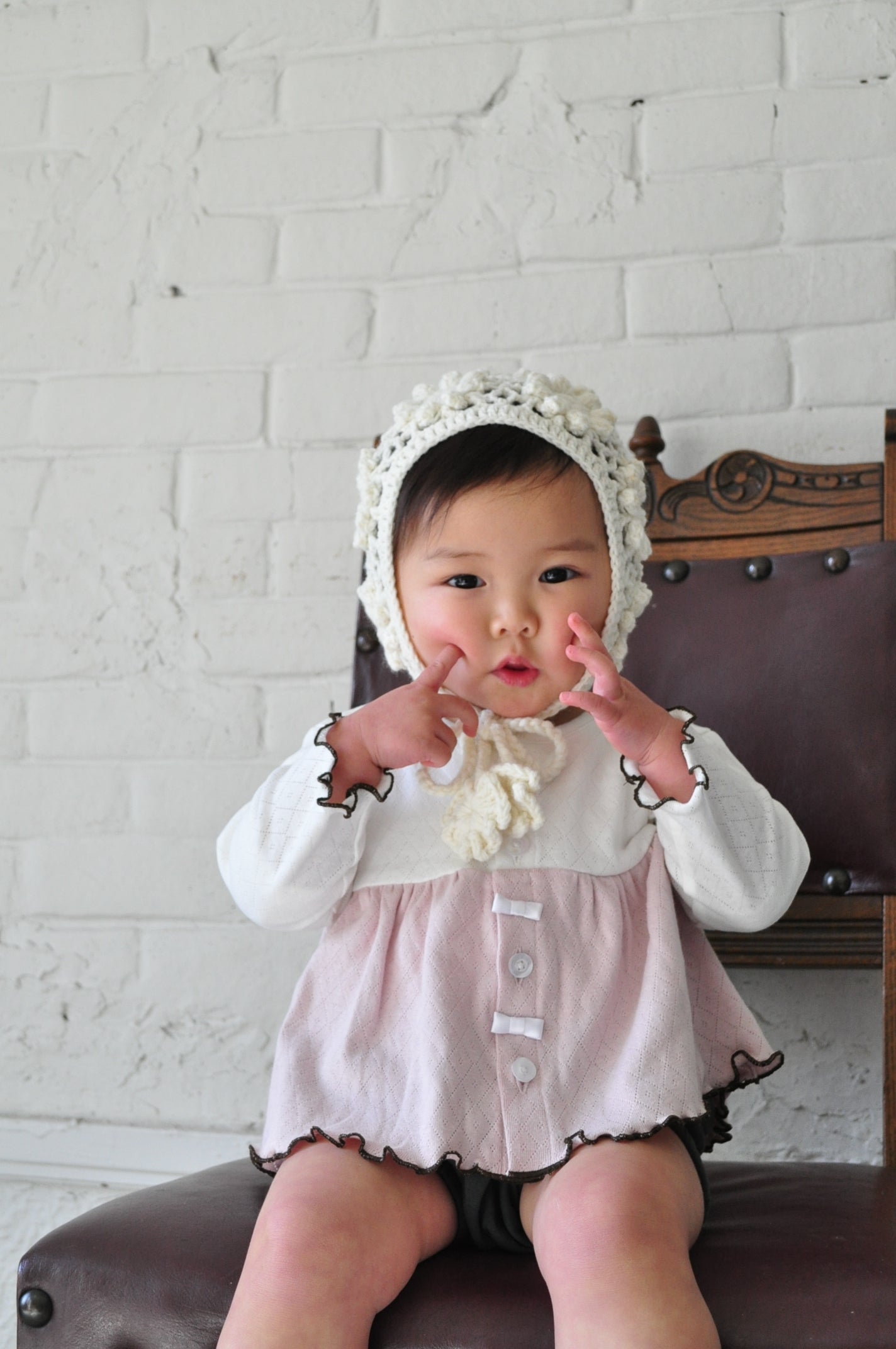 Eyelet Bicolor Cardigan【110130】 (pink)