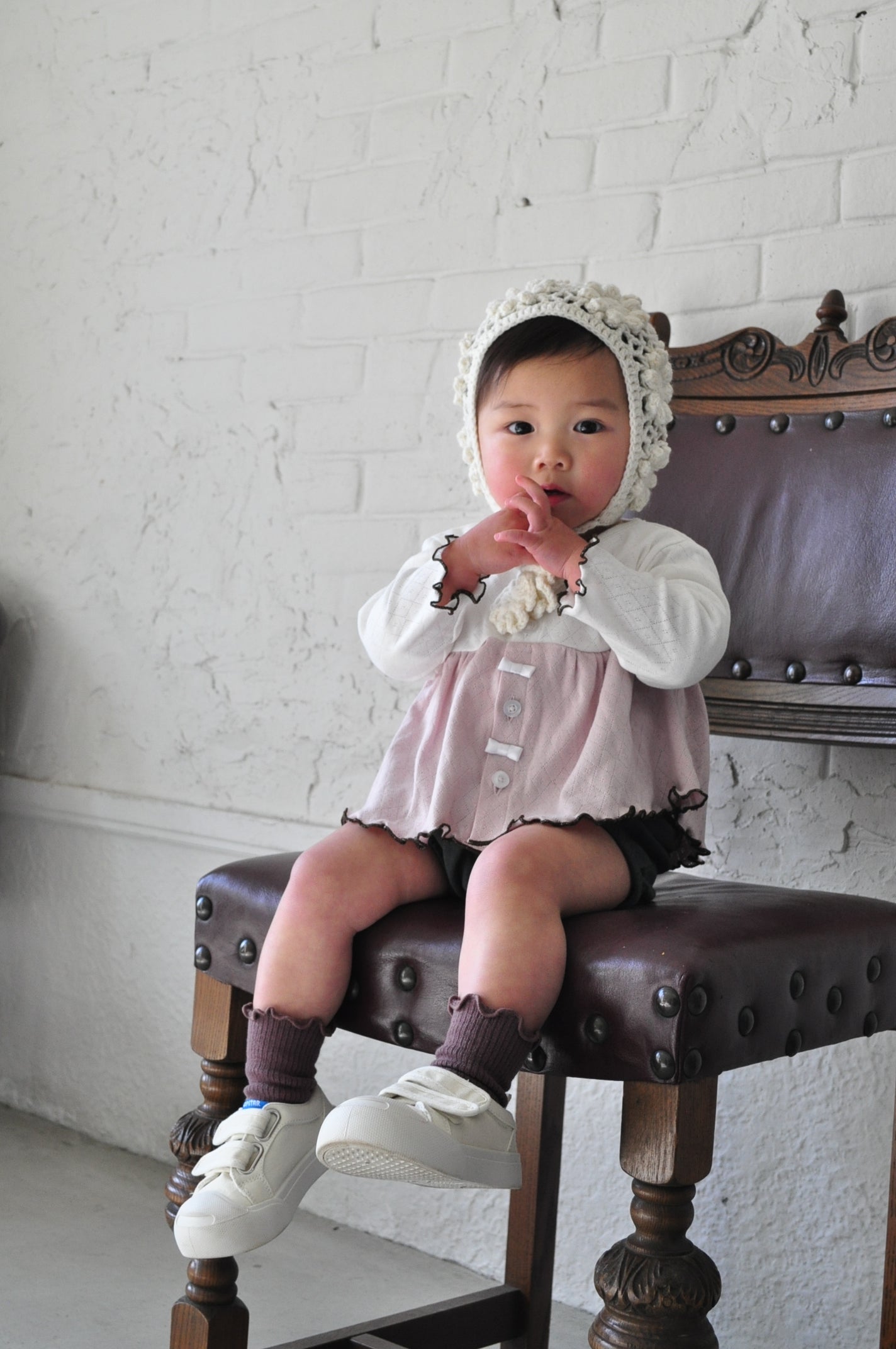 Eyelet Bicolor Cardigan【110130】 (pink)