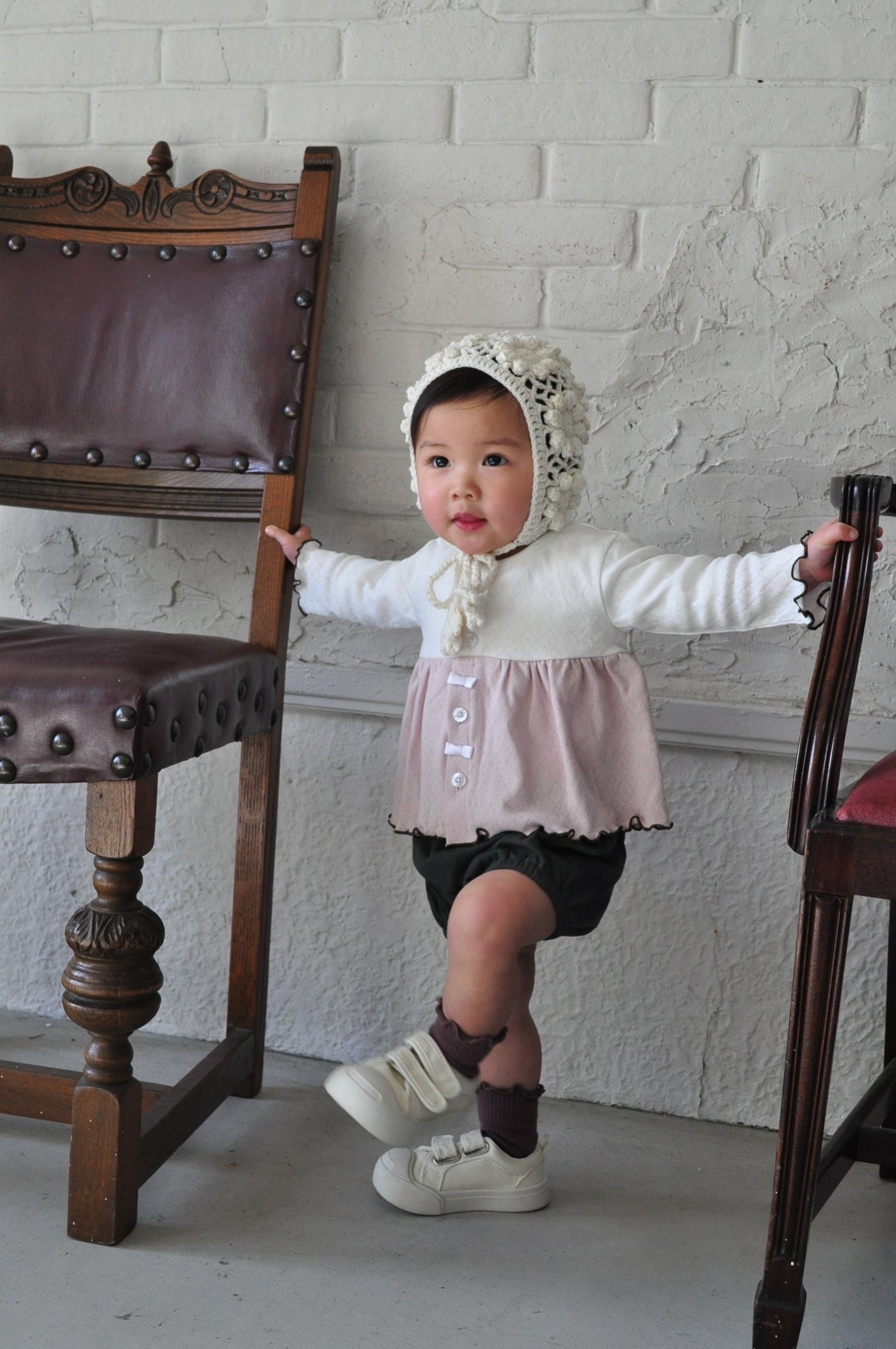 Eyelet Bicolor Cardigan【110130】 (pink)