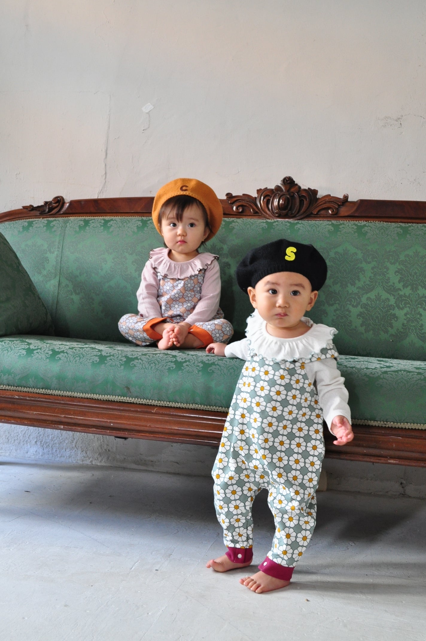 Frill Colour Eyelet Fraise Rompers【110053】(white)