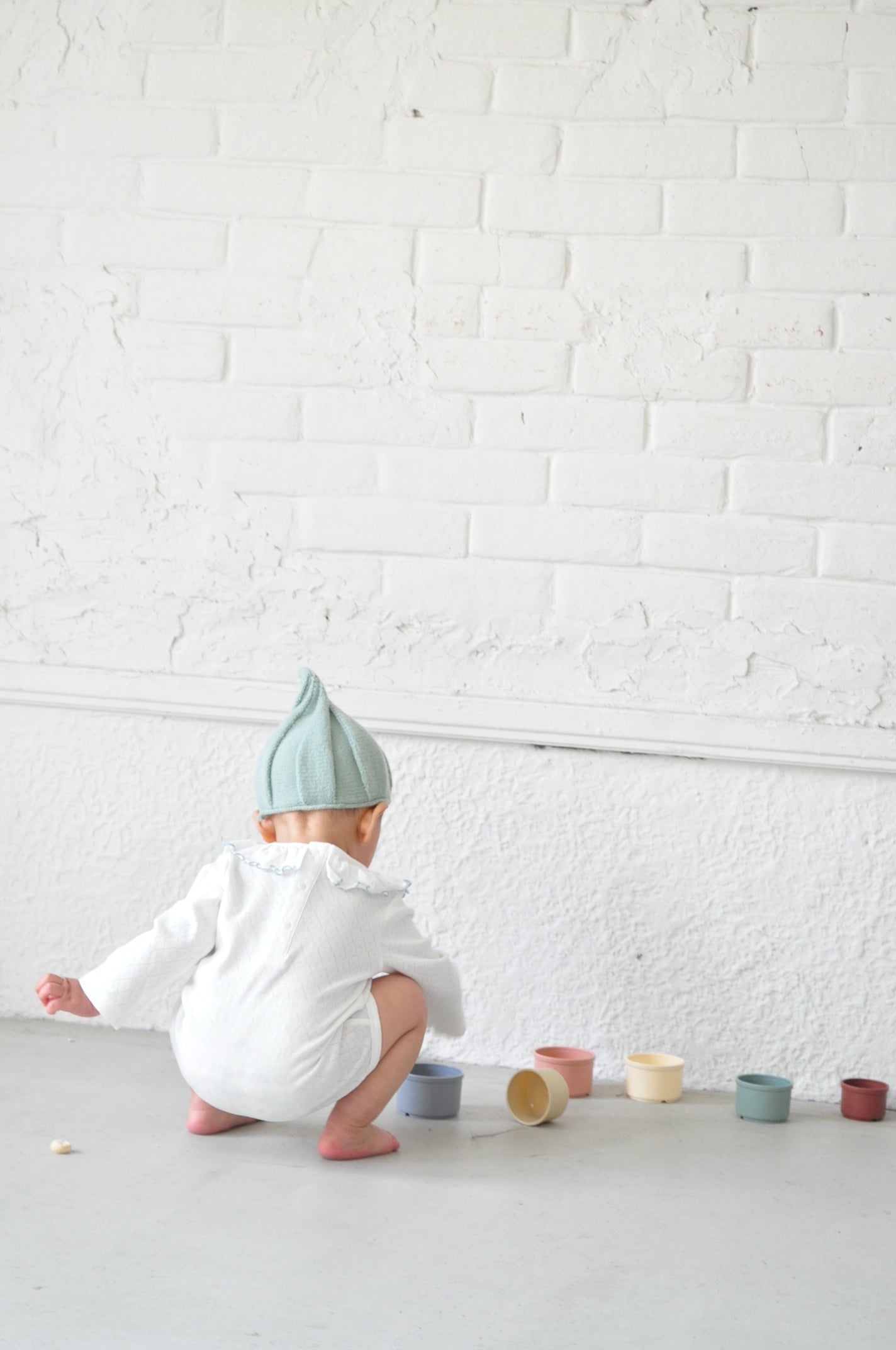 Frill Colour Eyelet Fraise Rompers【110053】(white)