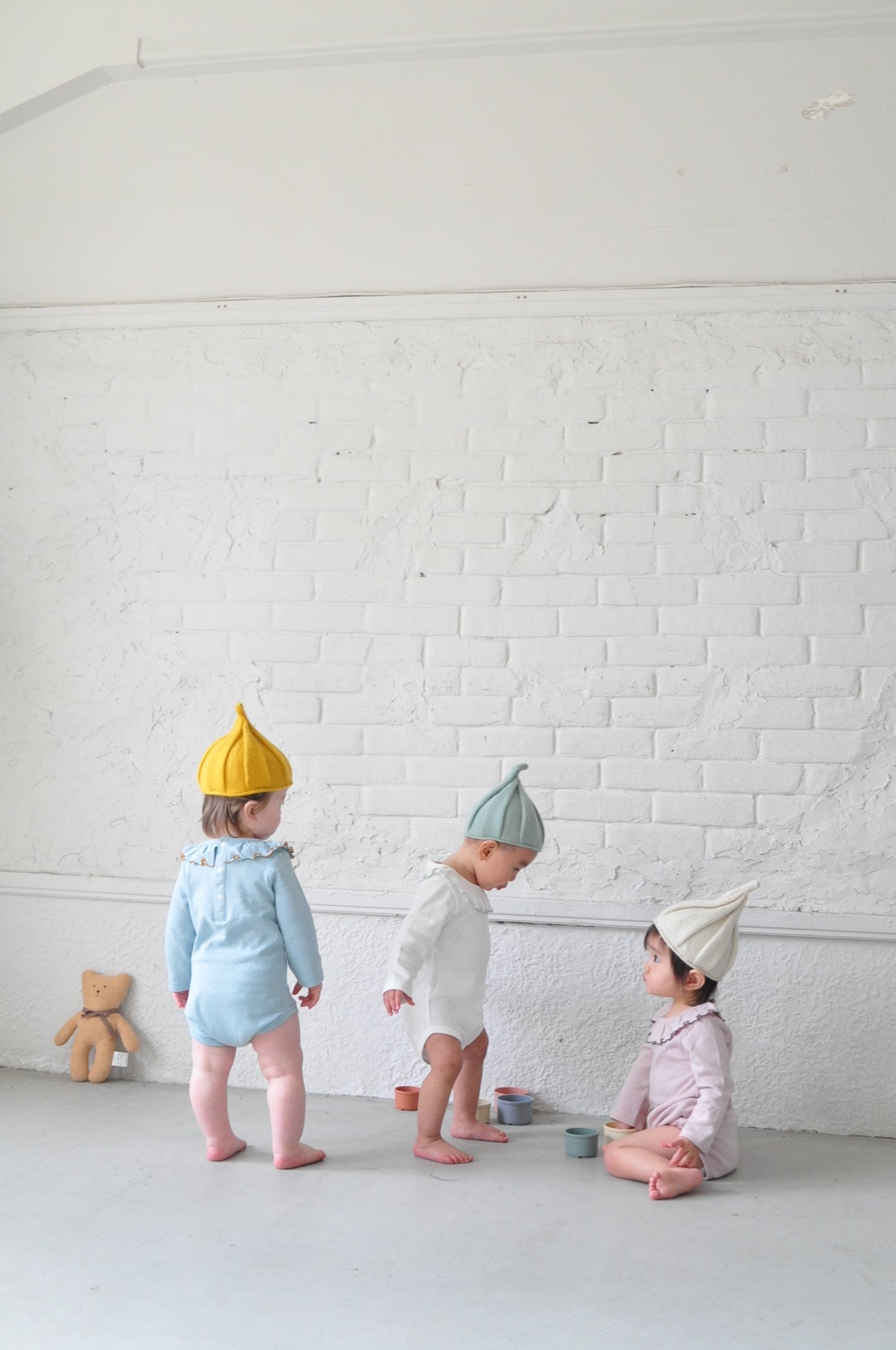 Frill Colour Eyelet Fraise Rompers【110053】(white)