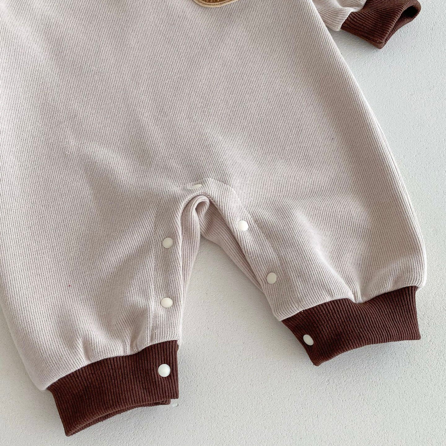 (予約商品)くまさんバイカラーロンパース【N3406】