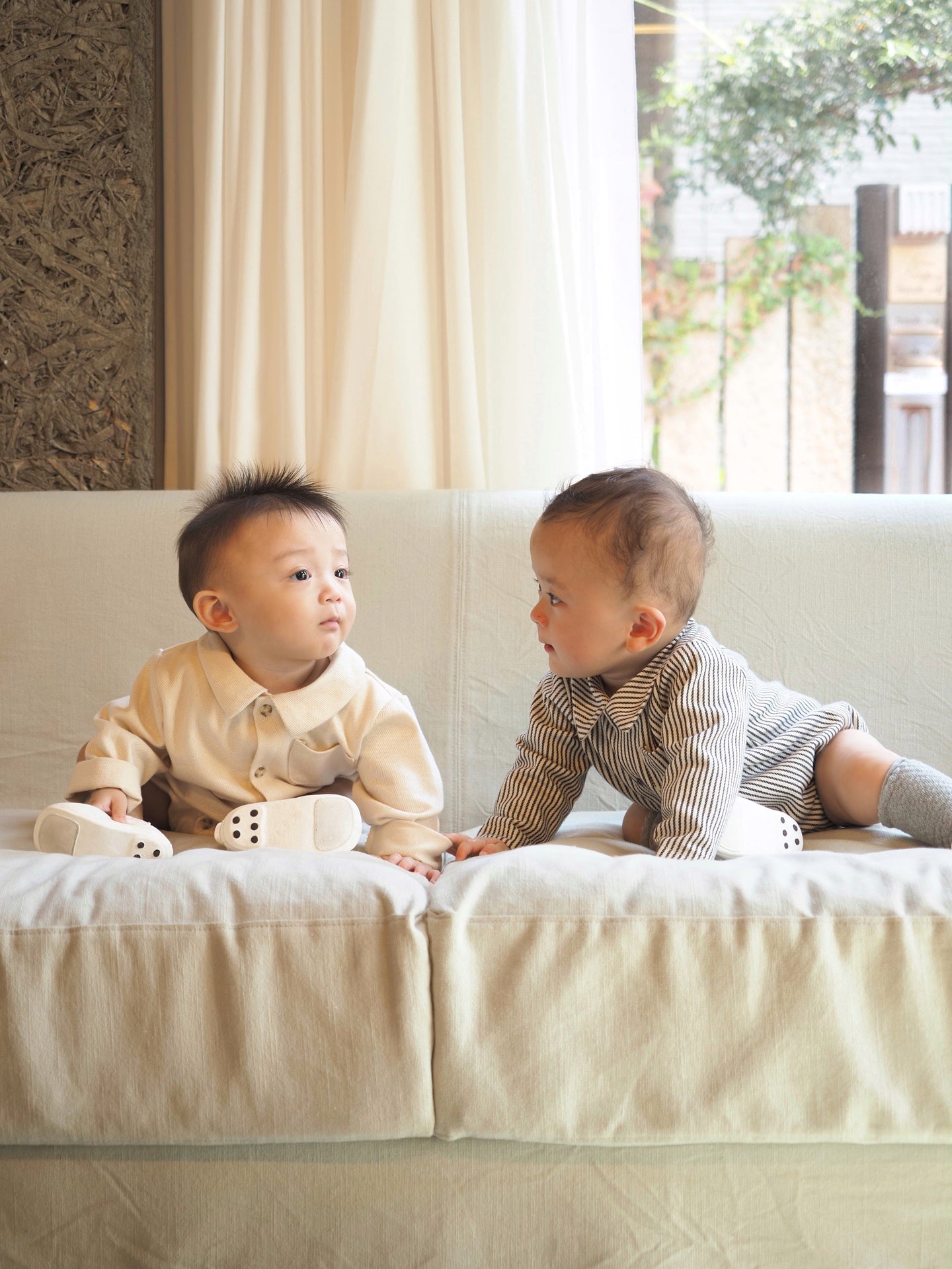 【KOHANA MADE05】organic denim shirt rompers/stripe -made in Japan-