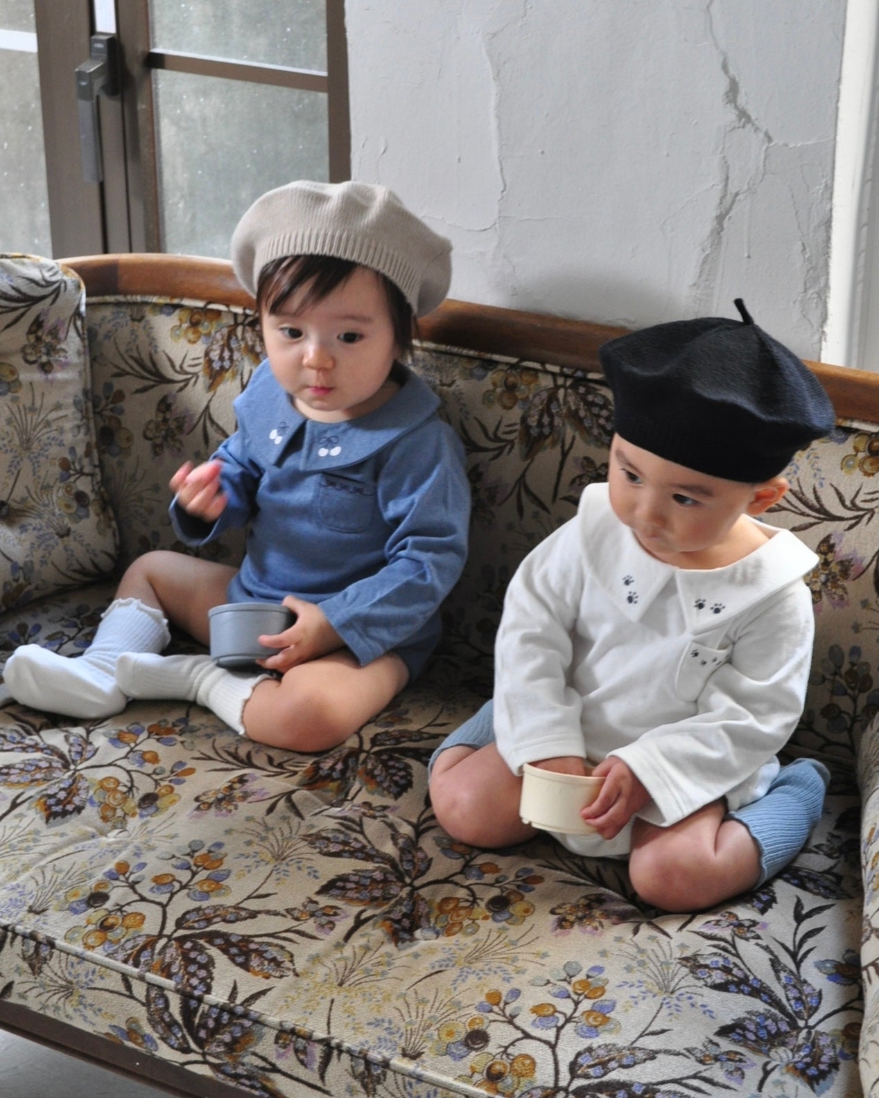 Design Collar Rompers【110121】(blue)