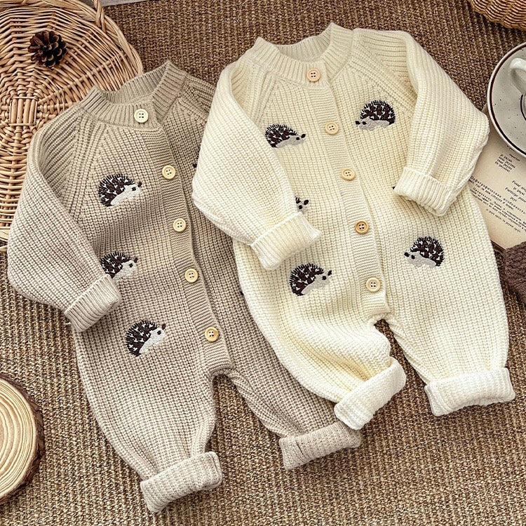 はりねずみニットロンパース【N3451】
