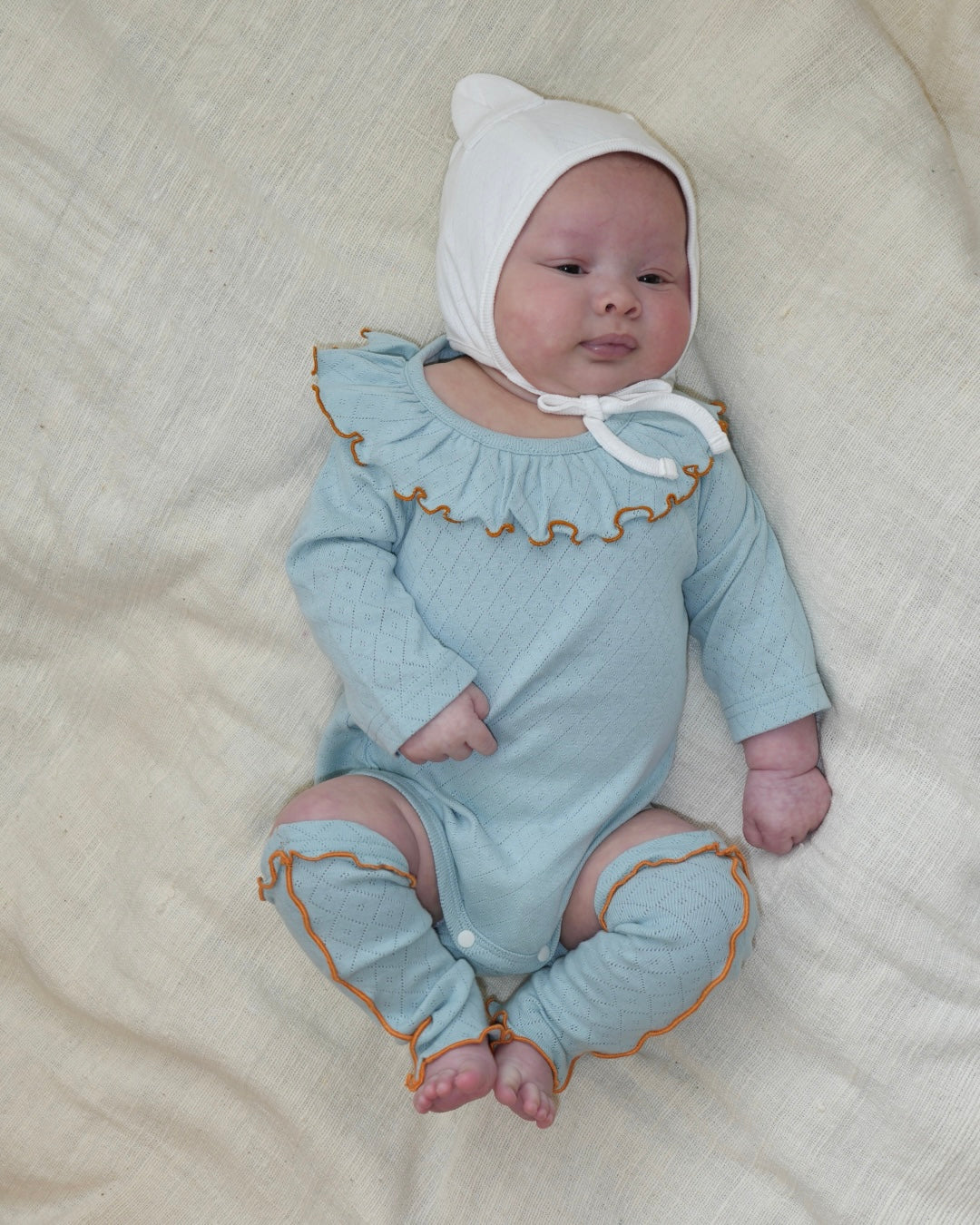 Frill Colour Eyelet Fraise Rompers【110053】(green)